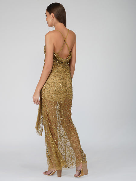 Gold Sequin Gown, Sequin Maxi Dress