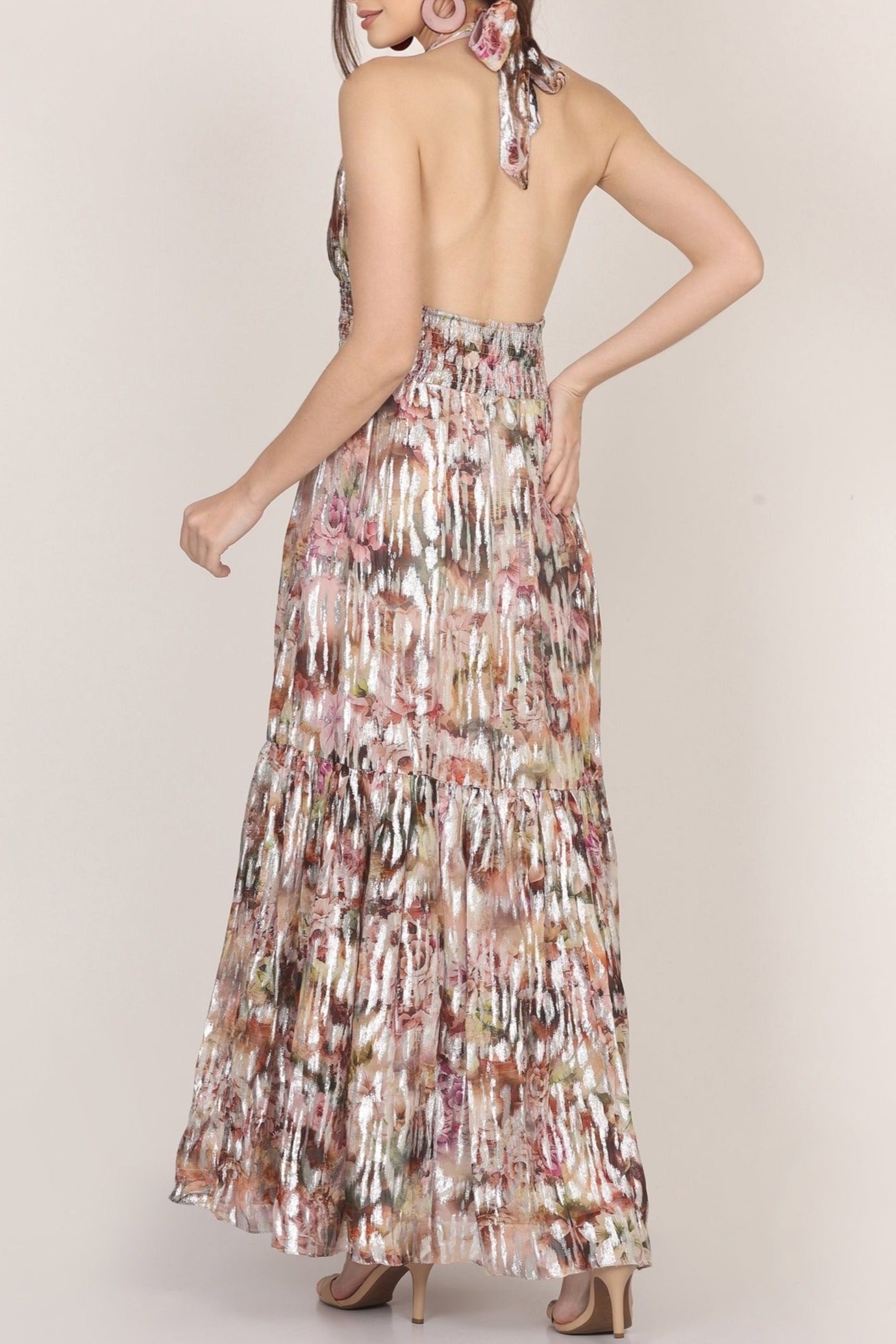 Noorex Metallic Printed Maxi Dress