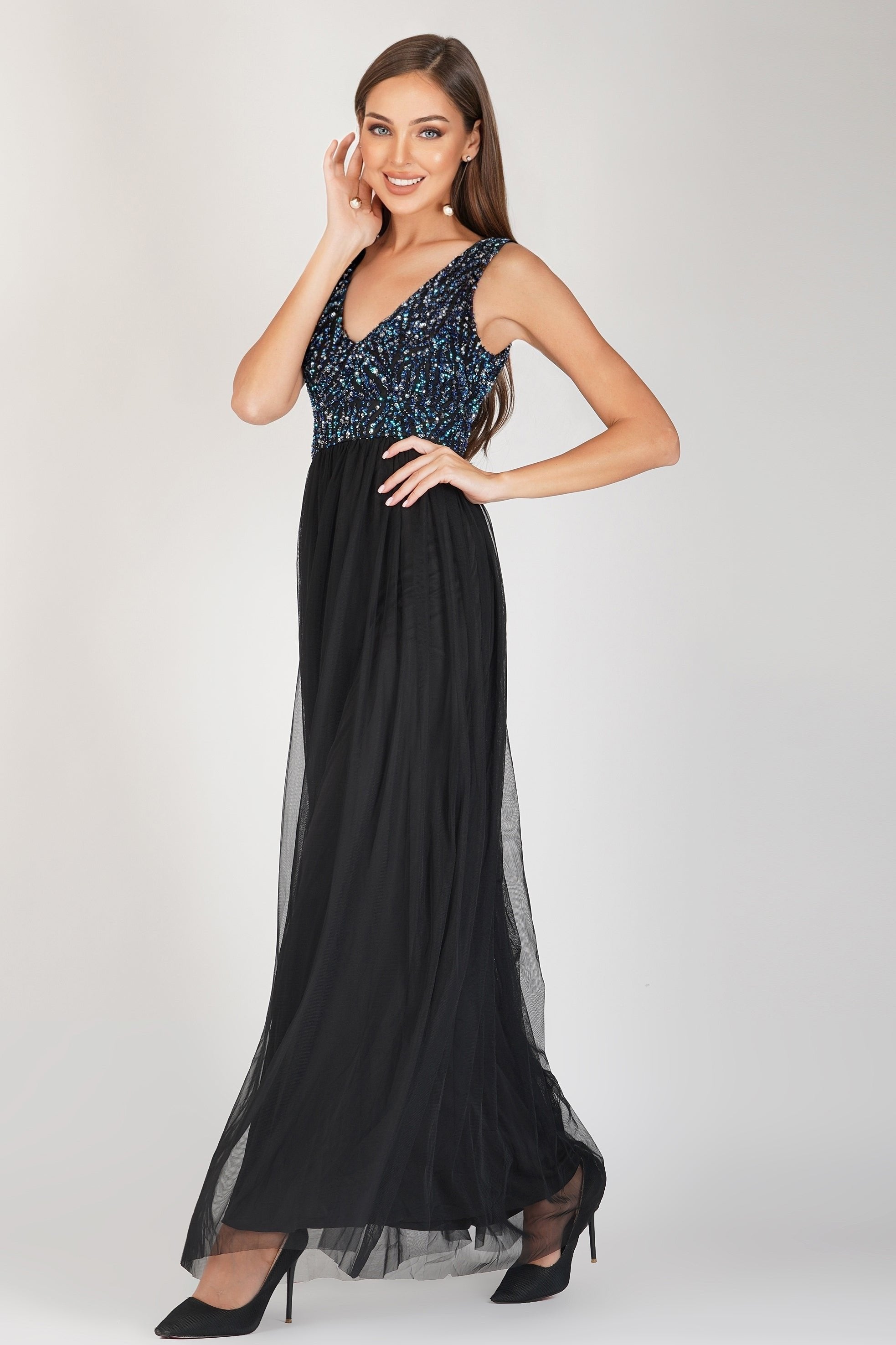 Black embellished maxi dress sales