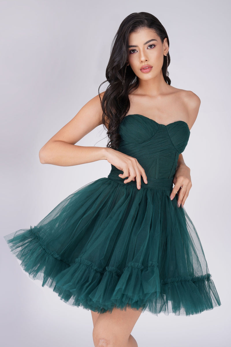 Lauren Green Tulle Mini Dress