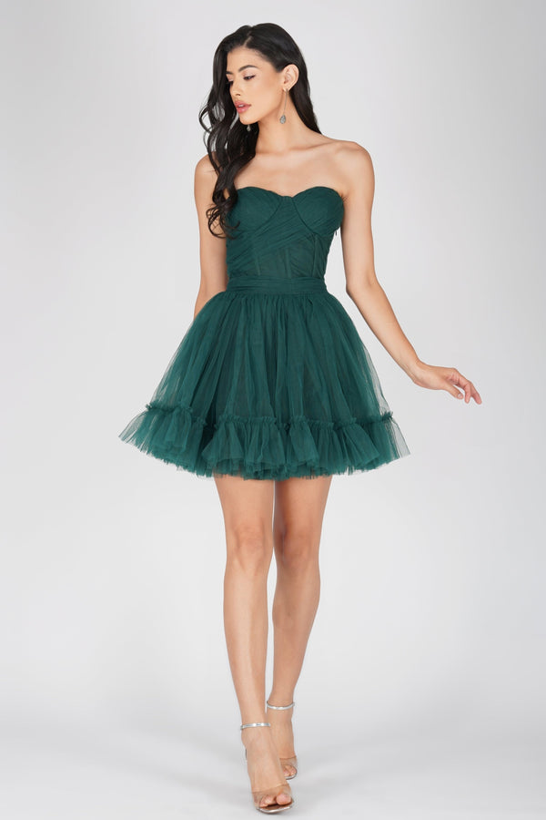 Lauren Green Tulle Mini Dress