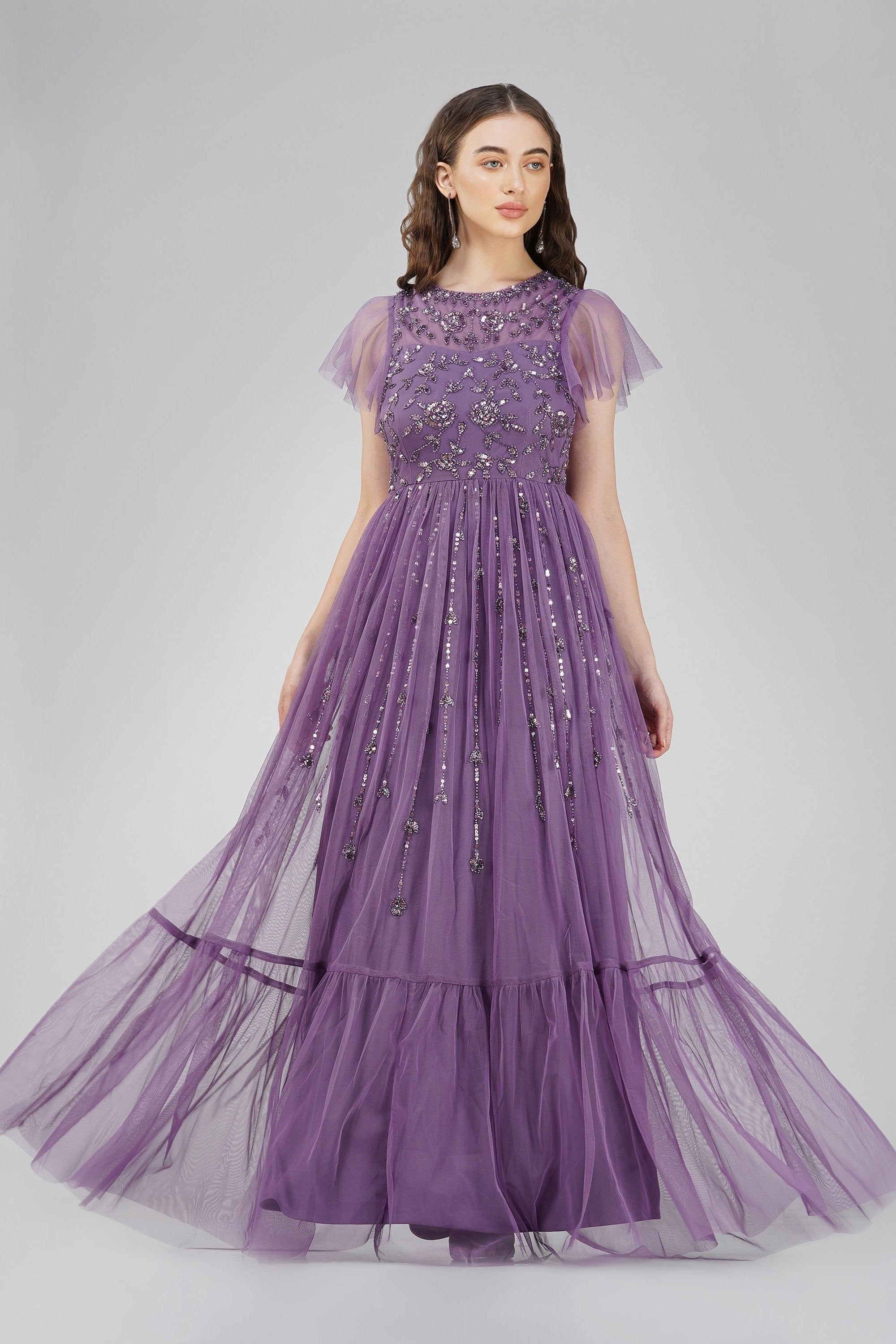 Marly Purple Embellished Maxi Dress