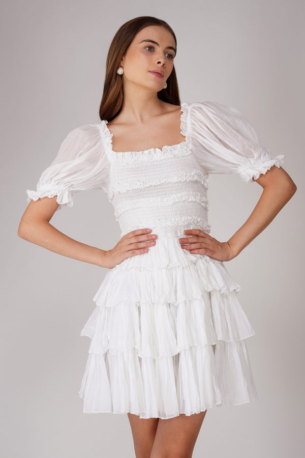 Yang Cotton Mini Dress in White