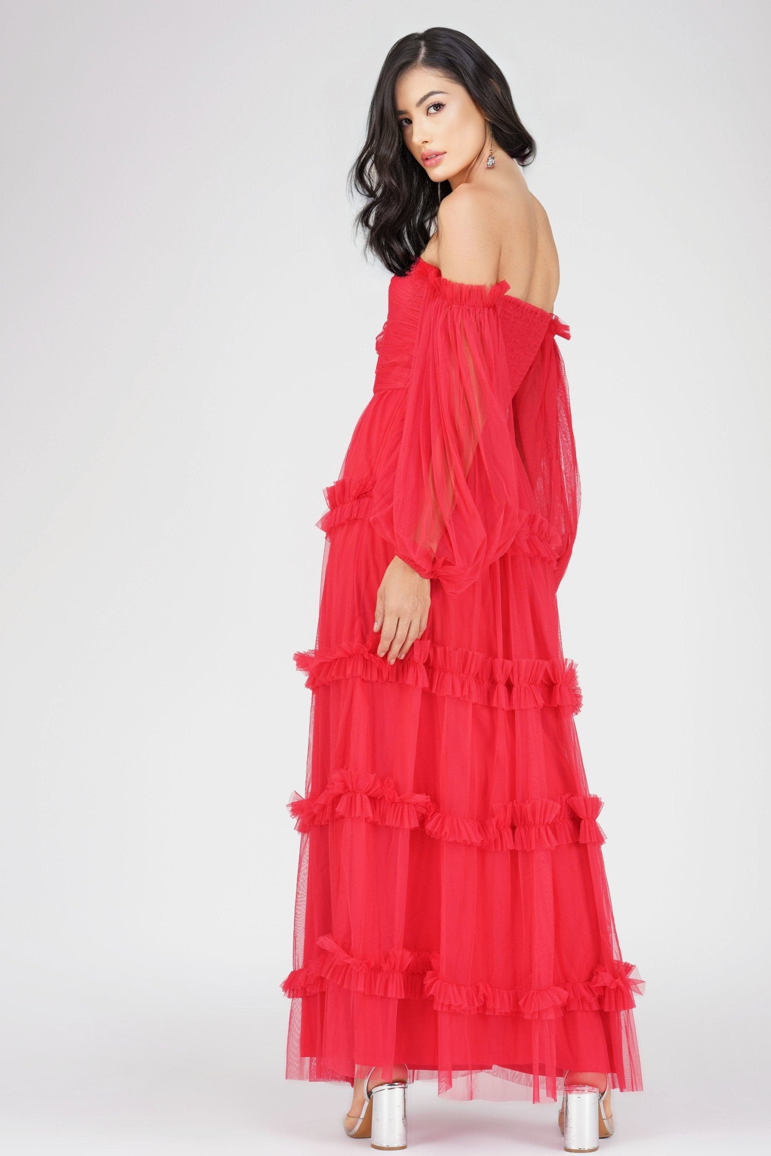 Rendi Red Tulle Maxi Dress