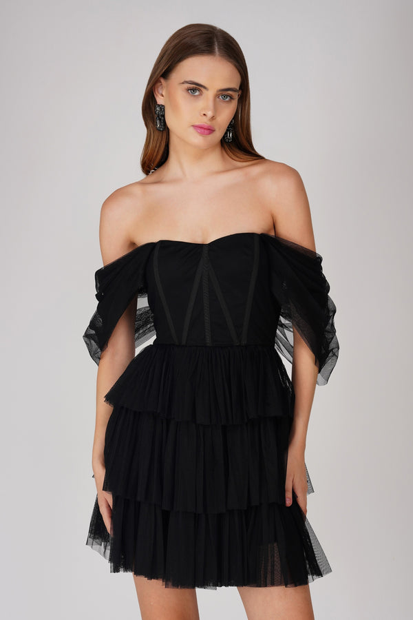 Jayde Black Tulle Mini Dress