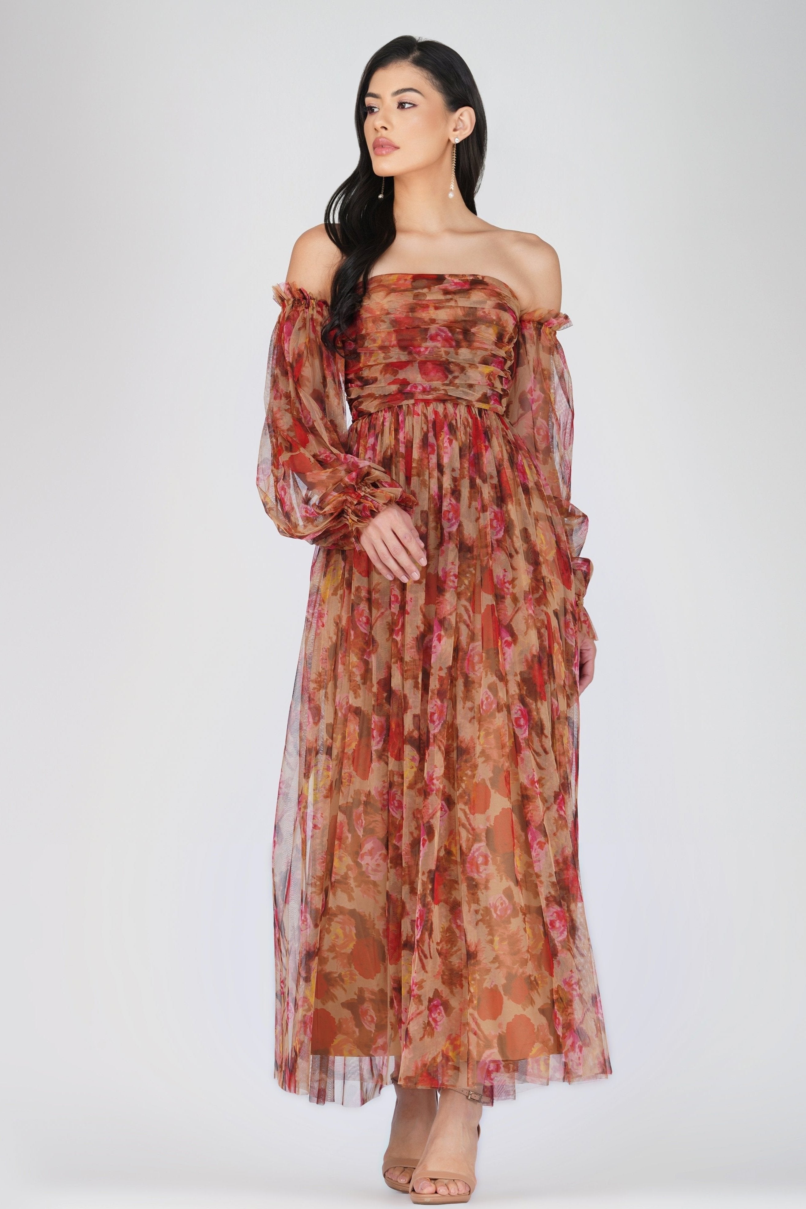 rose floral maxi dress