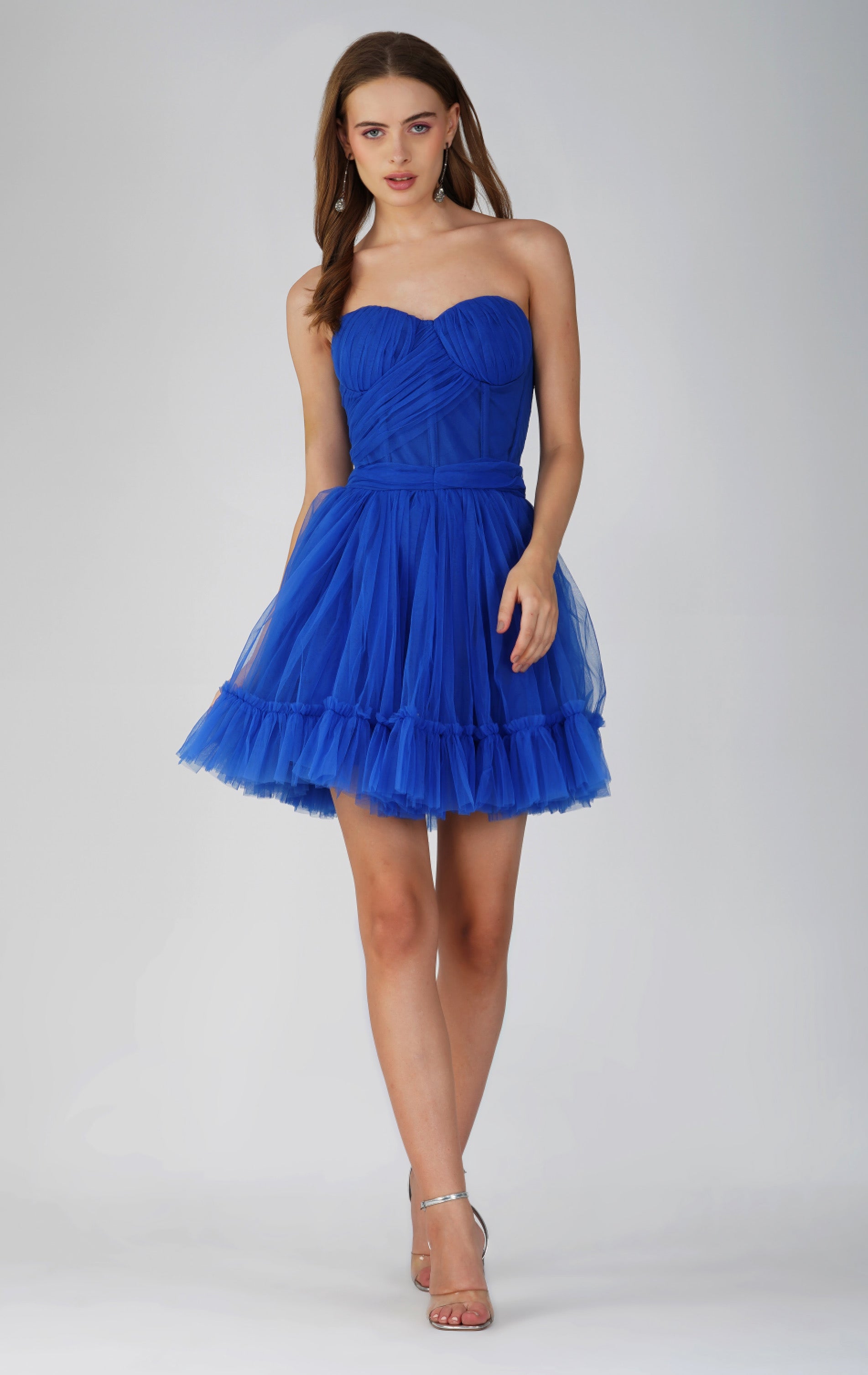 Lauren Cobalt Blue Tulle Mini Dress