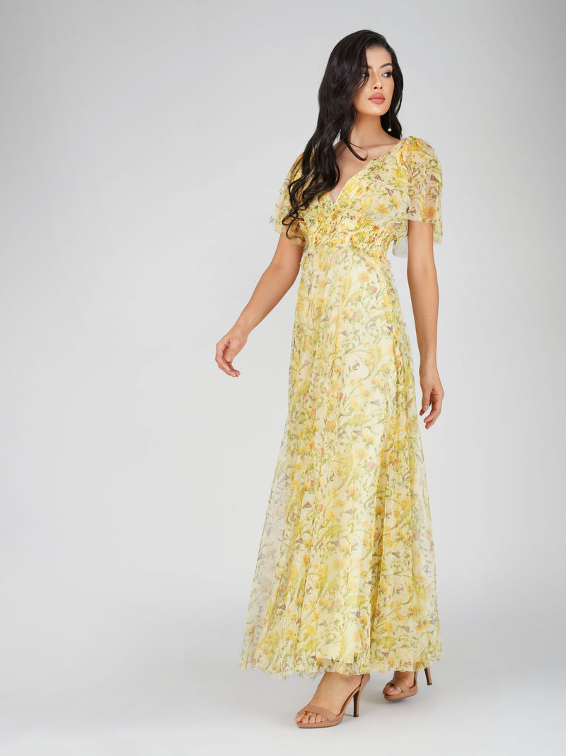 Shelby Yellow Printed Maxi Dress