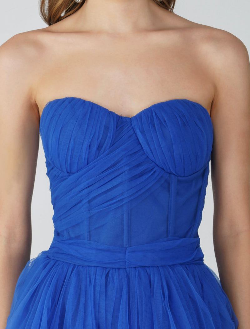 Lauren Cobalt Blue Tulle Mini Dress