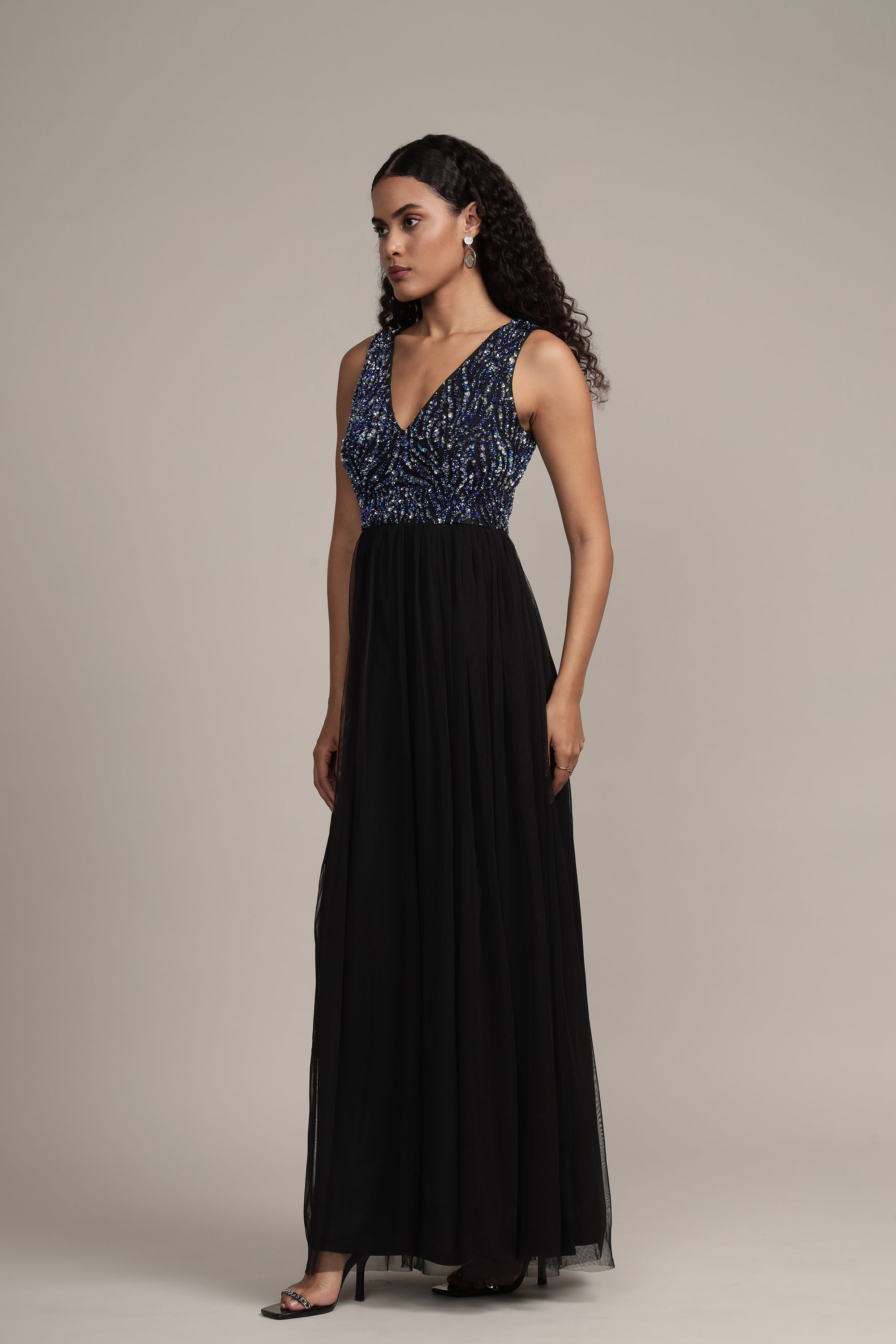 Ada Black Embellished Maxi Dress