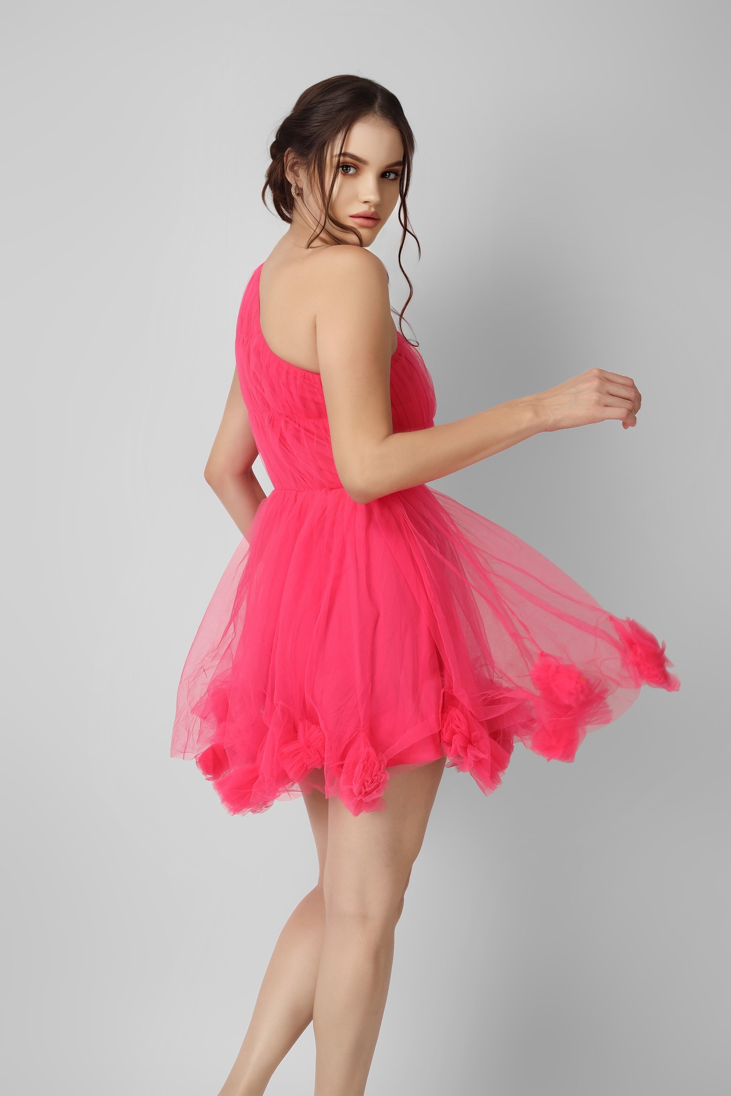 Aurelia Pink Pom Pom Mini Dress