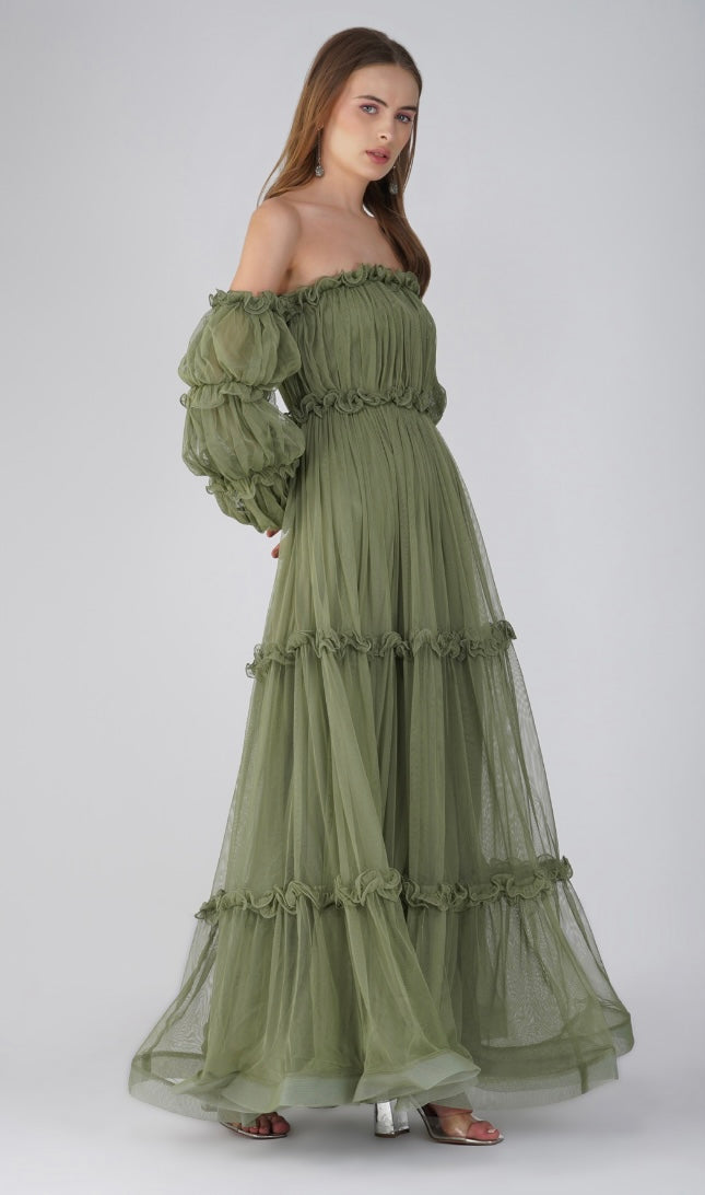 Emmeline Maxi Dress in Soft Olive