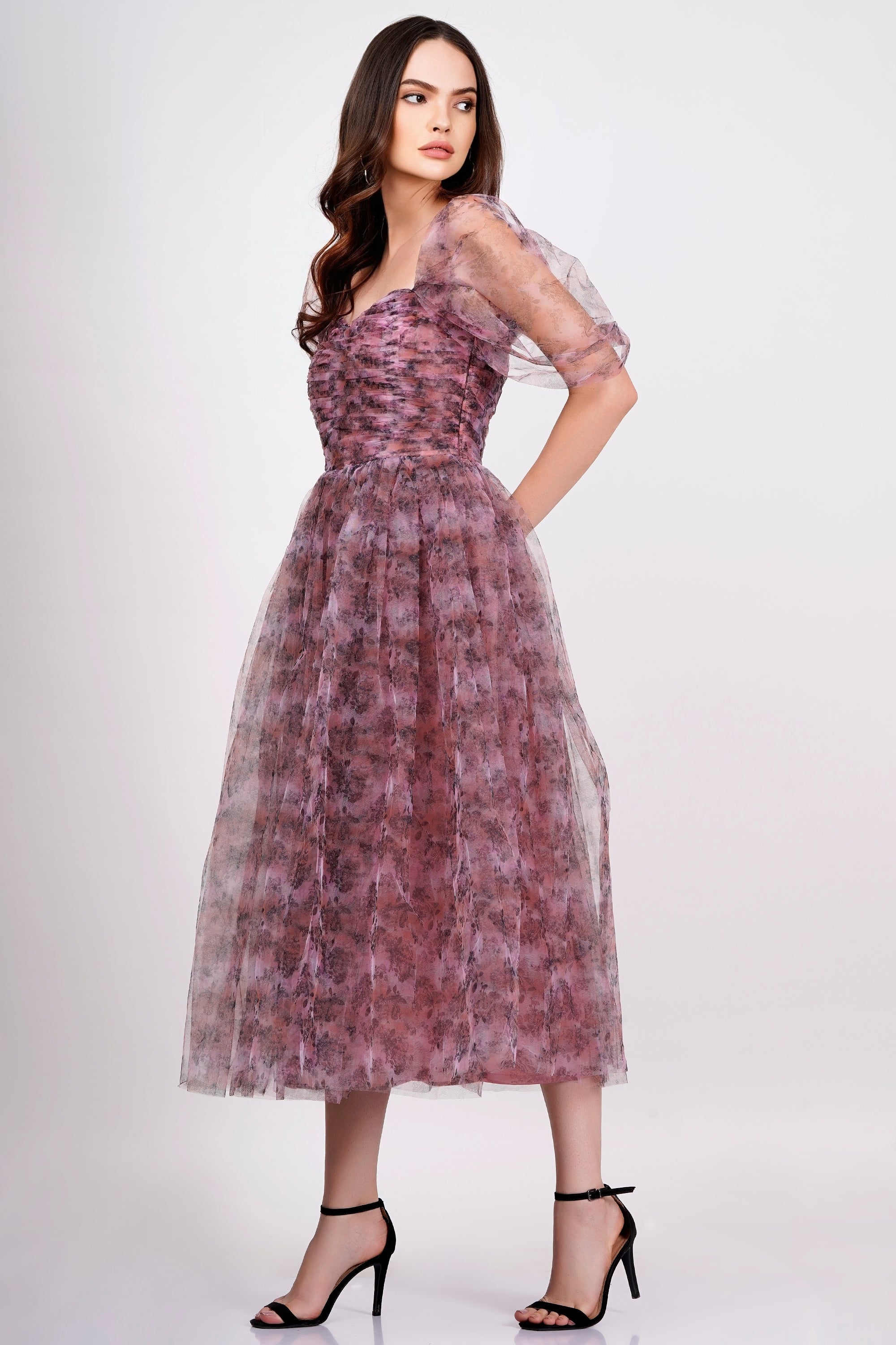 Melbourne Floral Tulle Midi Dress