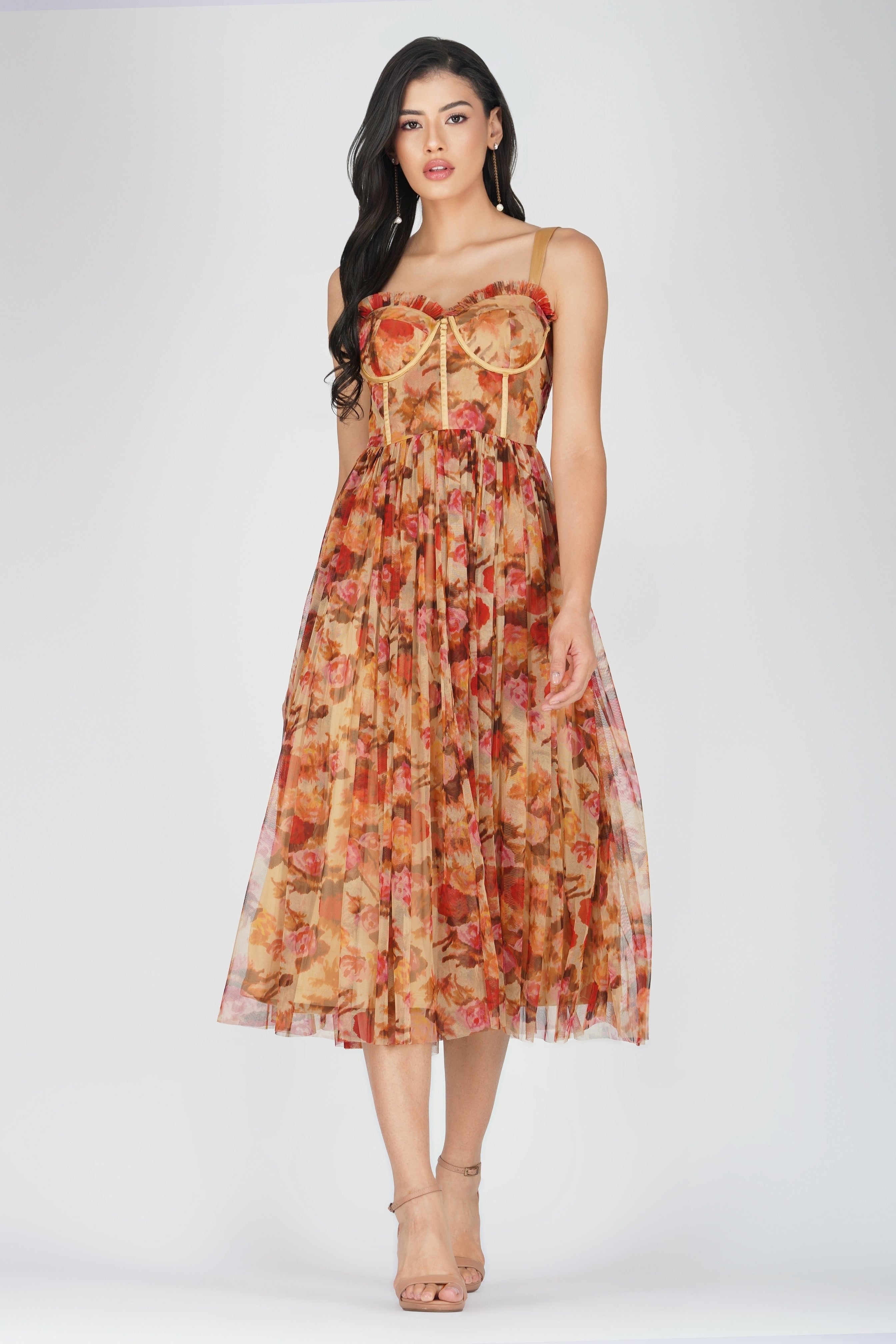 rose floral midi dress