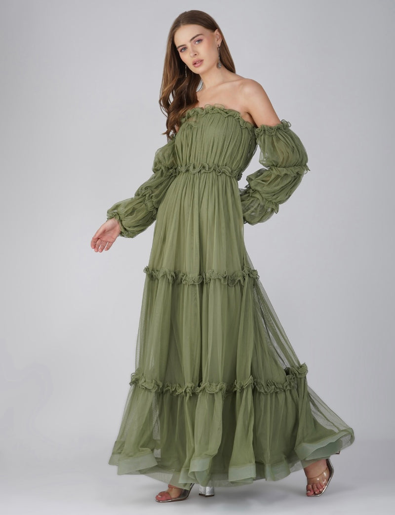 Emmeline Maxi Dress in Soft Olive
