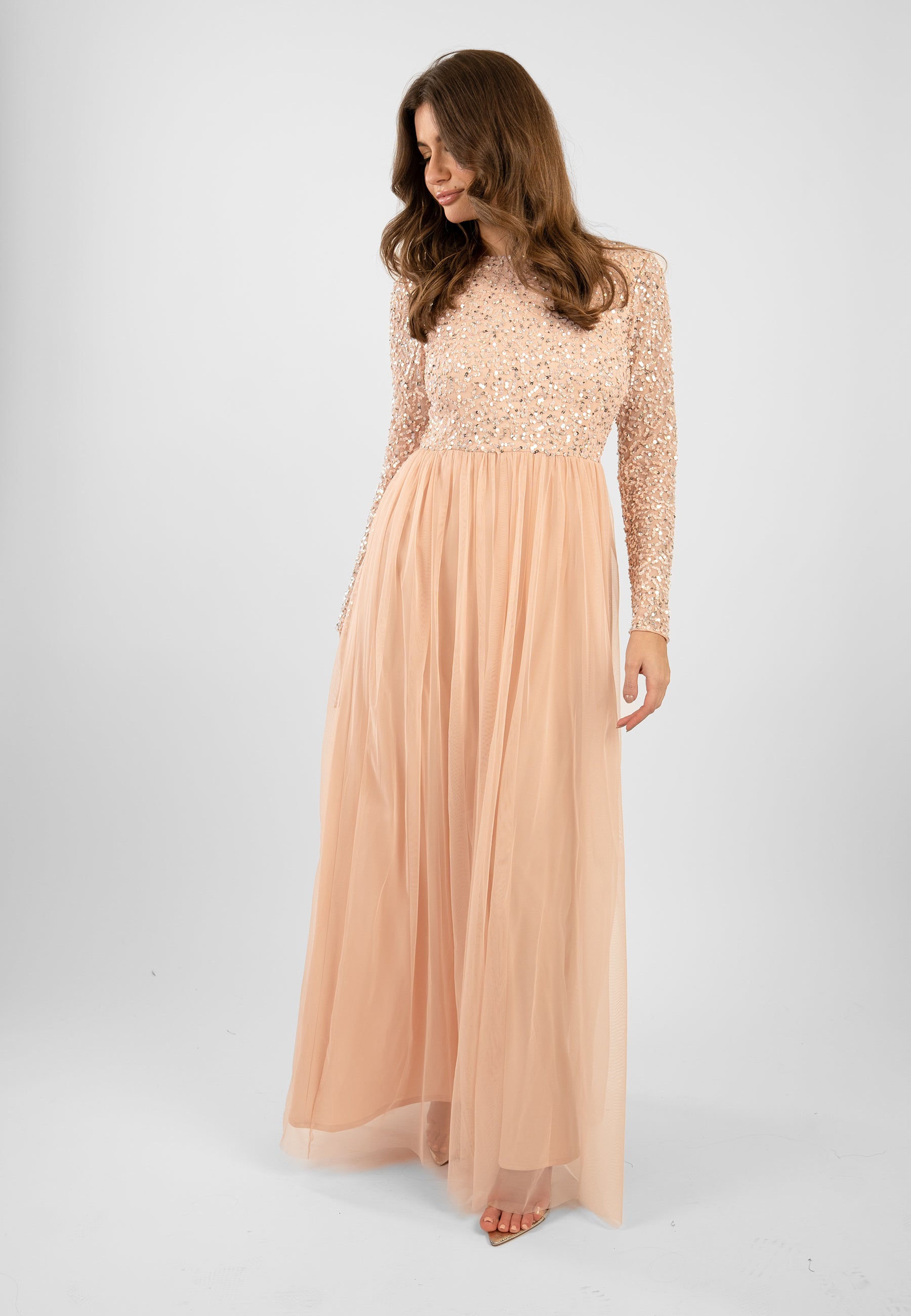 Belle Blush Pink Long Sleeve Bridesmaid Dress