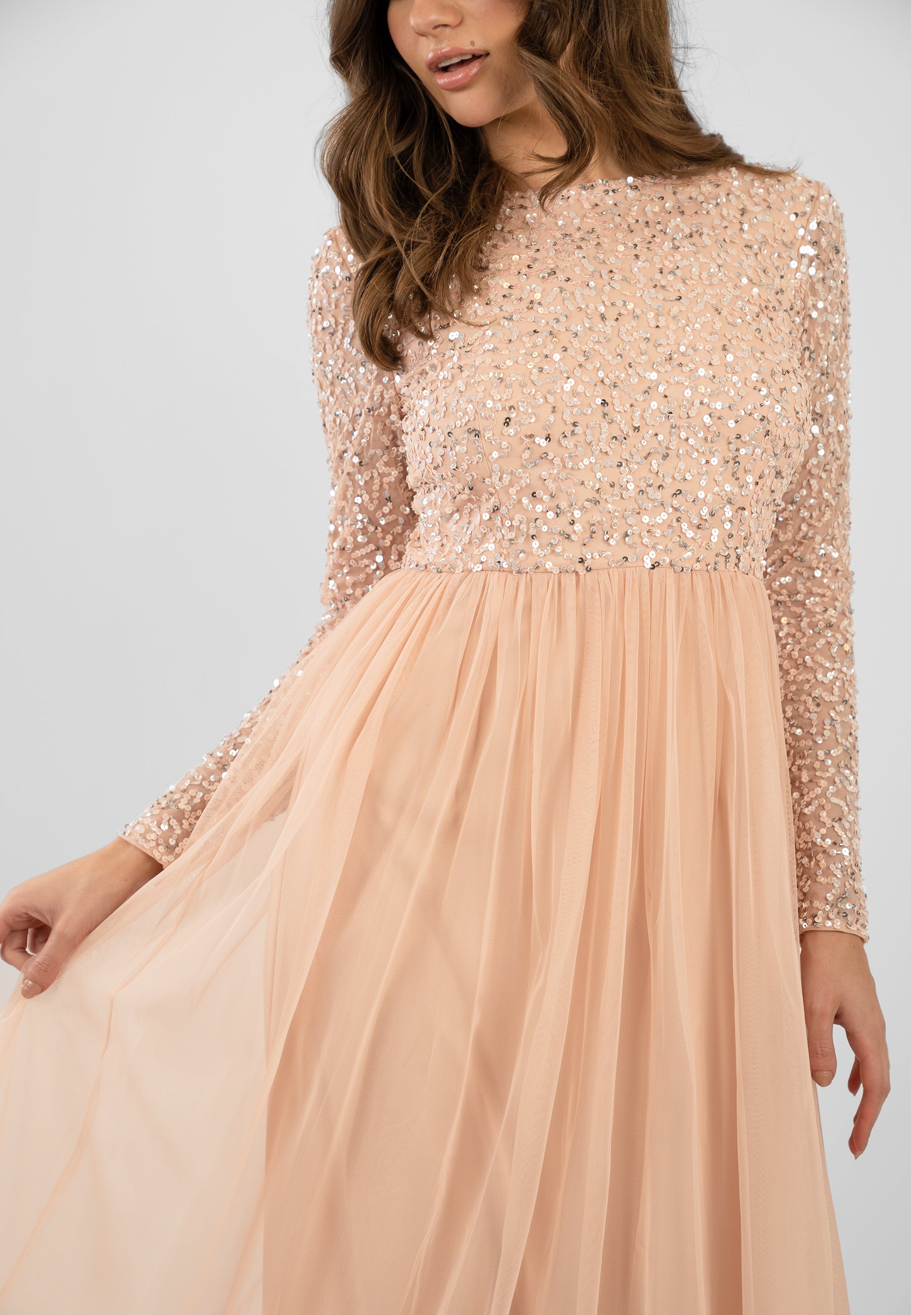 Belle Blush Pink Long Sleeve Bridesmaid Dress