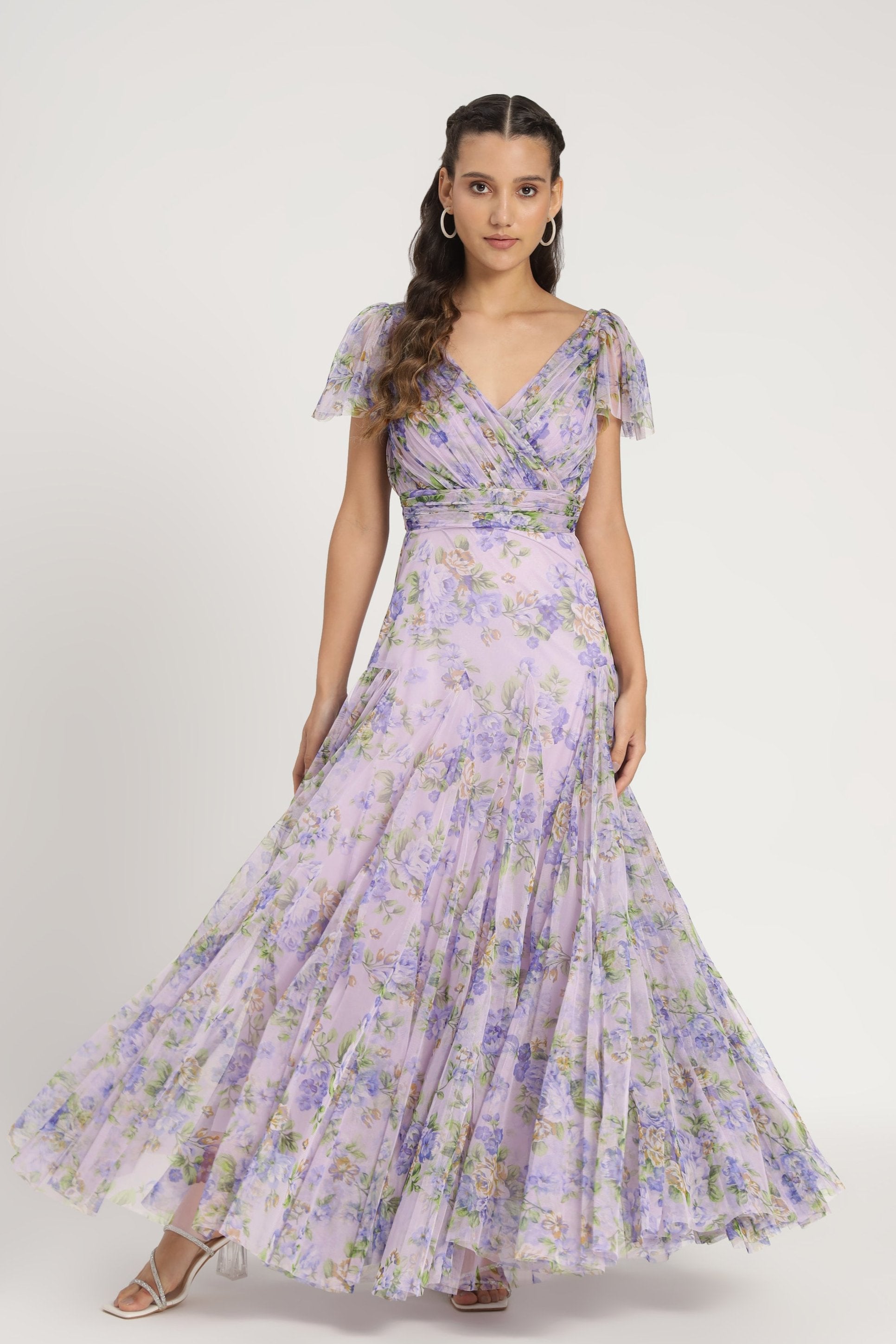 Gally Maxi Dress in Lilac Print