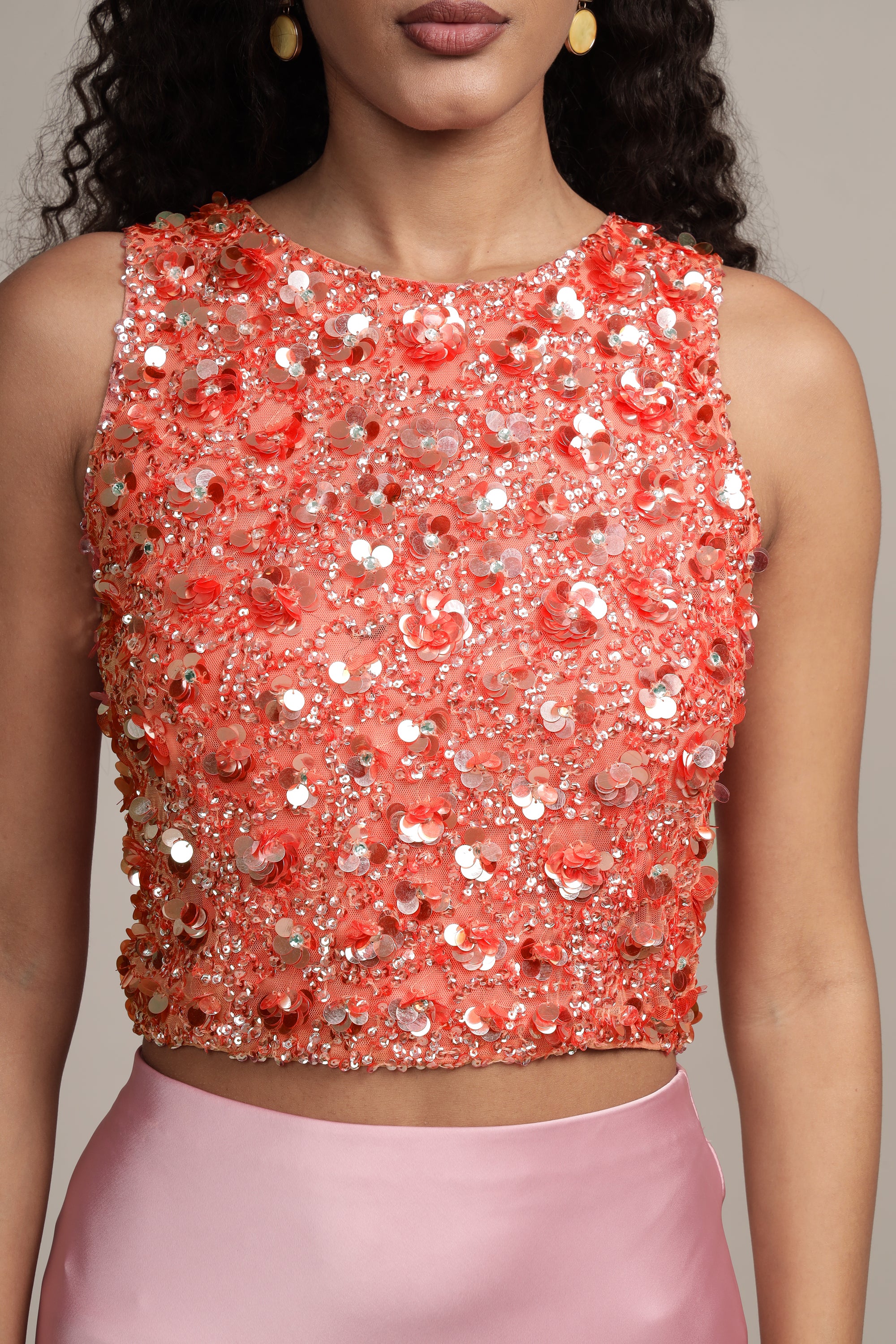 Hazel Embellished Top in Coral