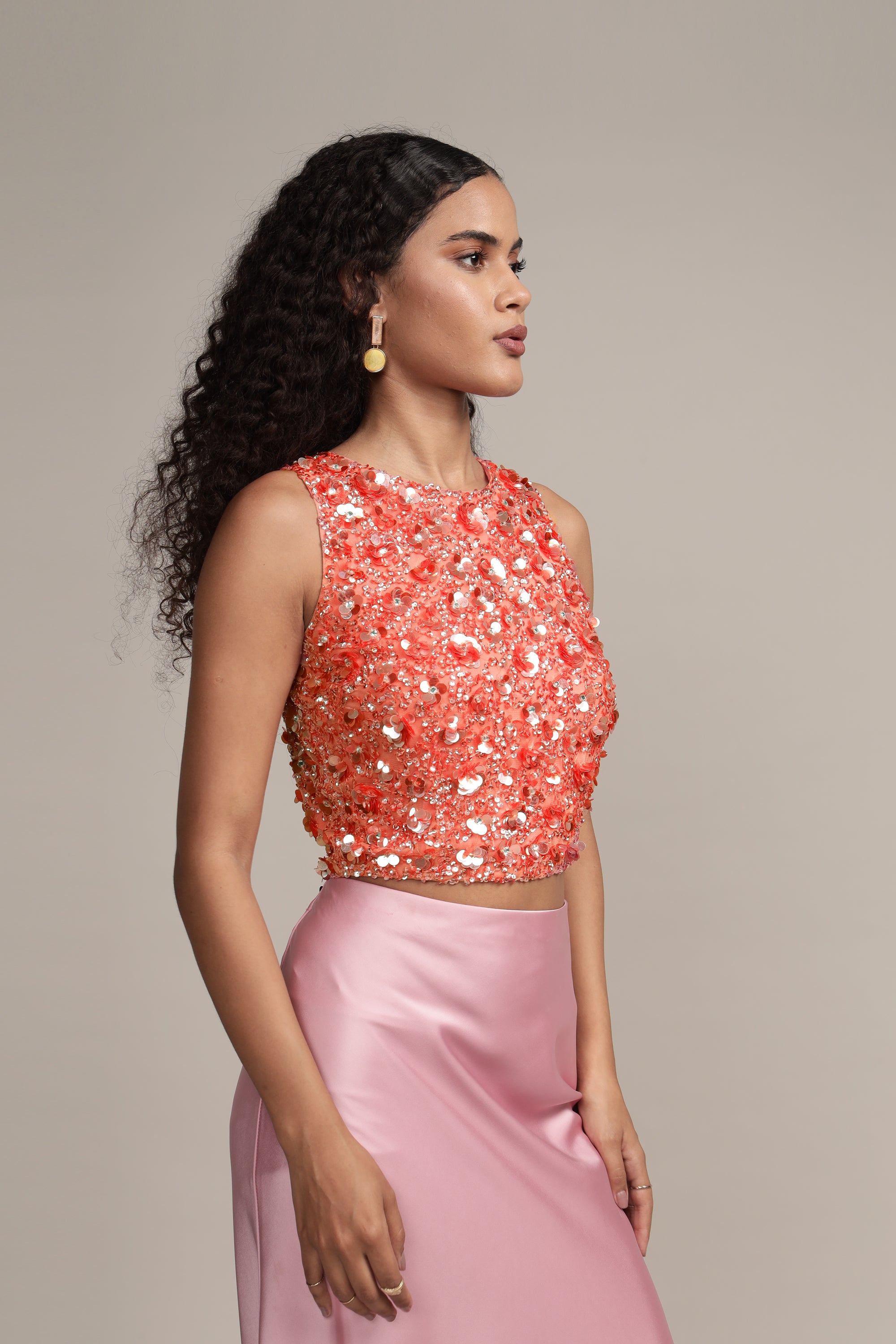 Hazel Embellished Top in Coral