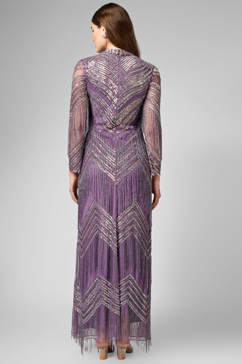 Nelissa Purple Fringe Dress
