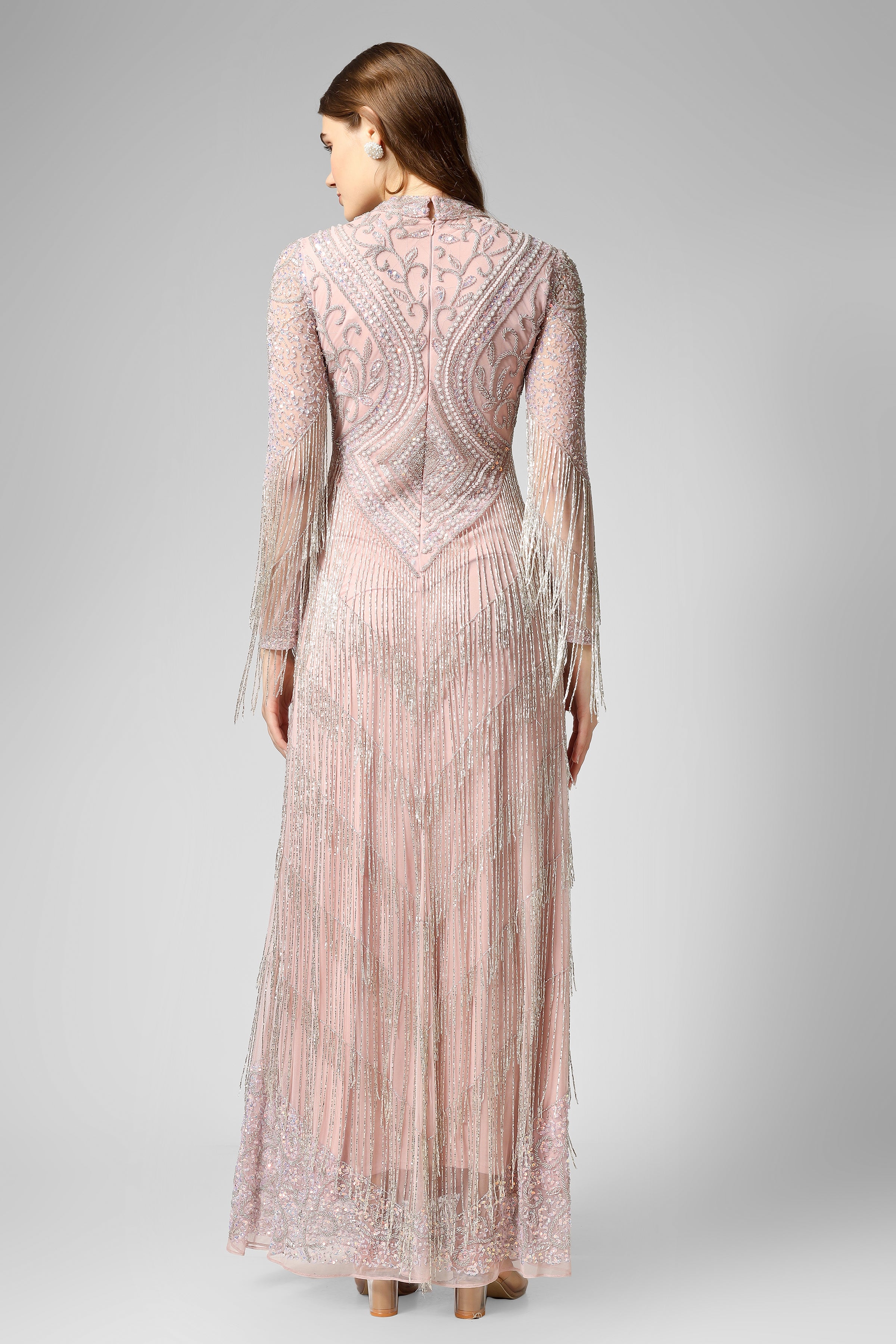 Lissy Pink Fringe Maxi Dress