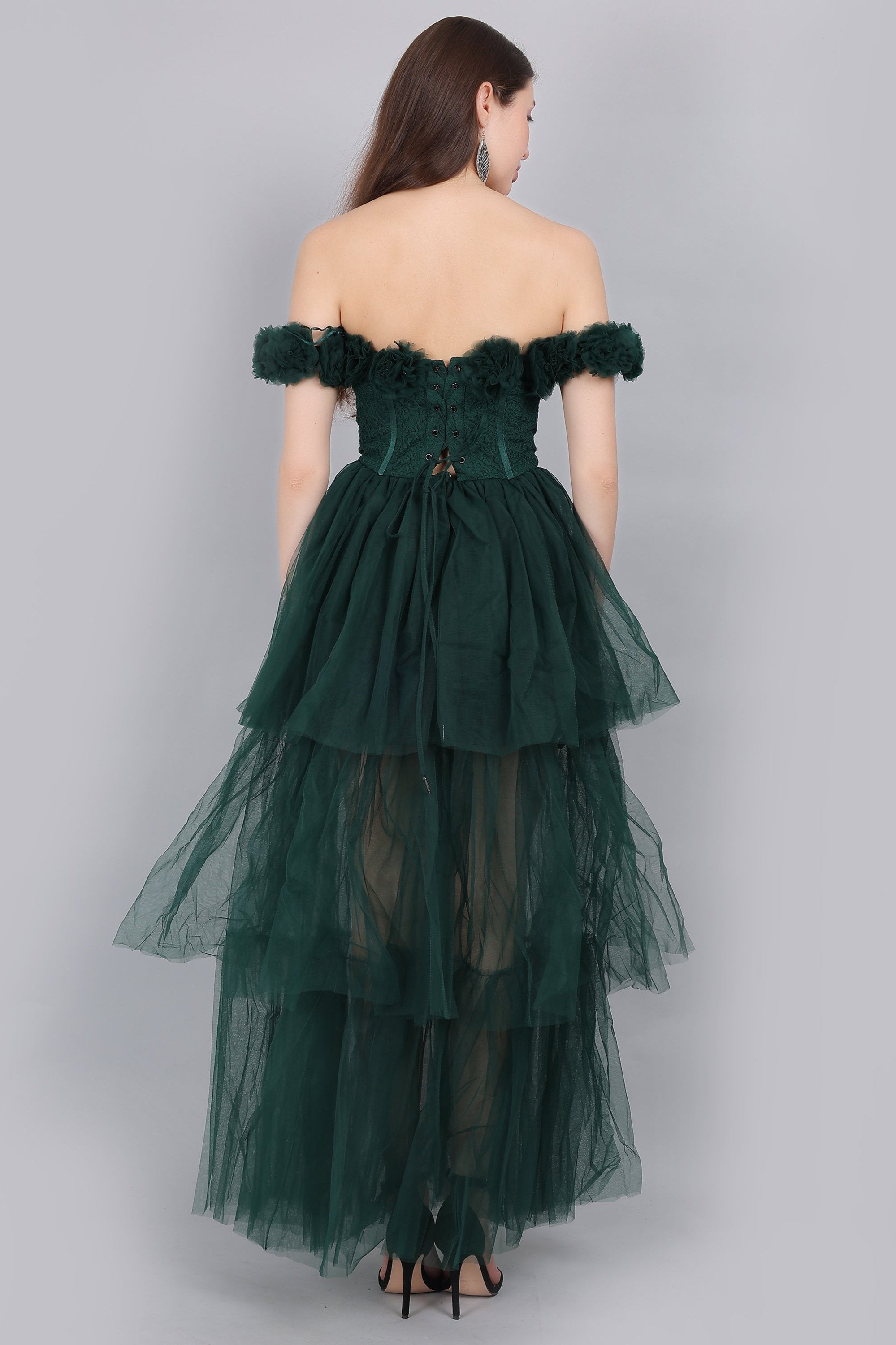 Nadine Lace Maxi Dress in Emerald Green