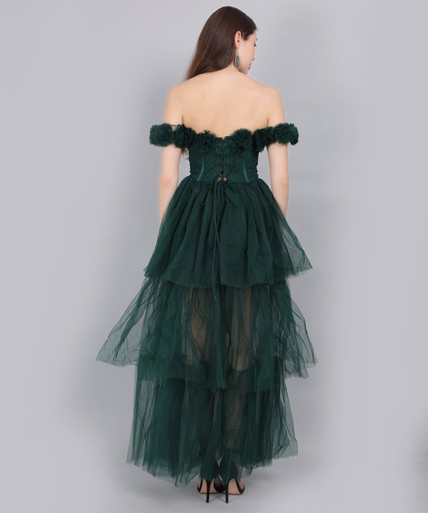 Nadine Lace Maxi Dress in Emerald Green