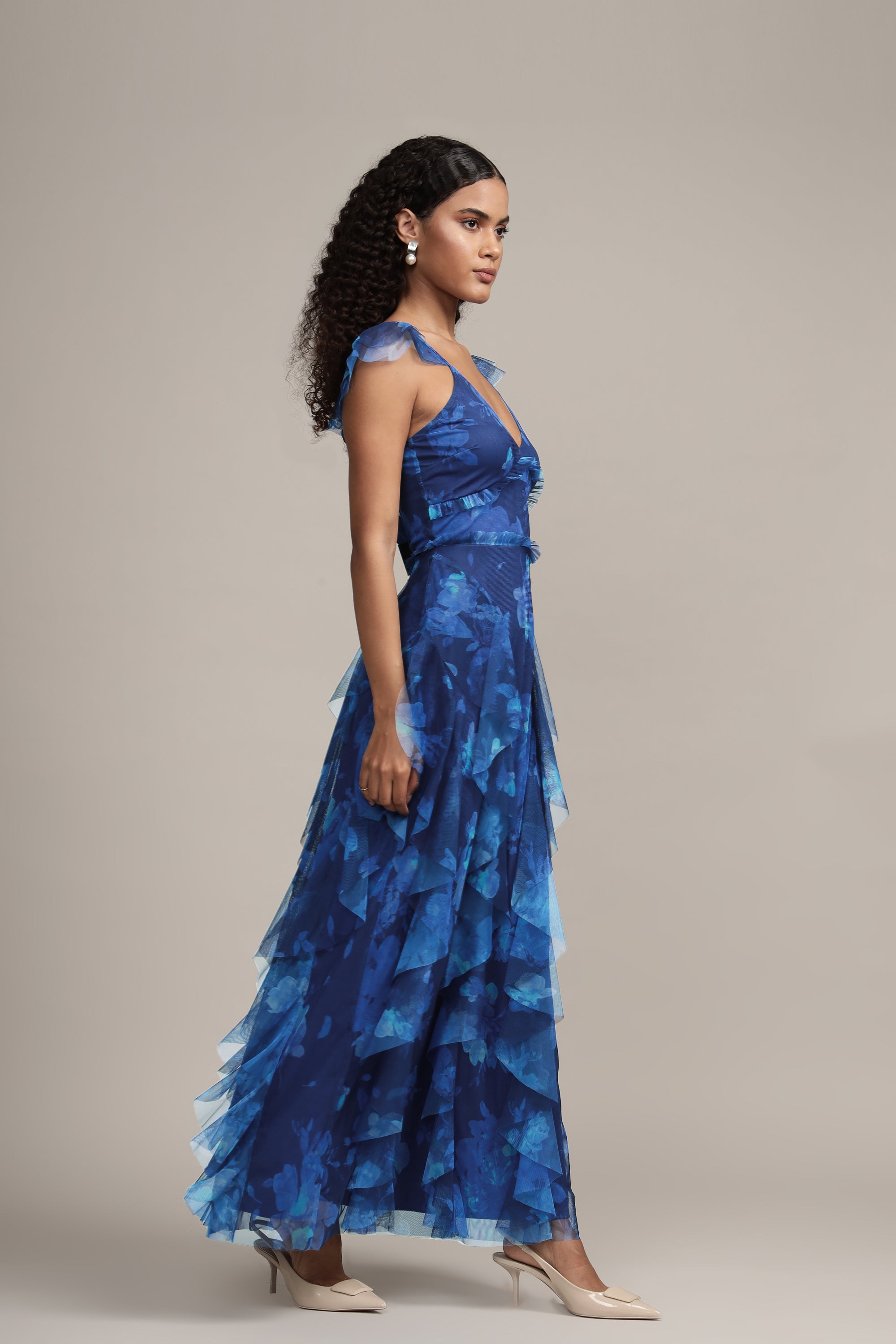 Malin Maxi Dress in Cobalt Floral