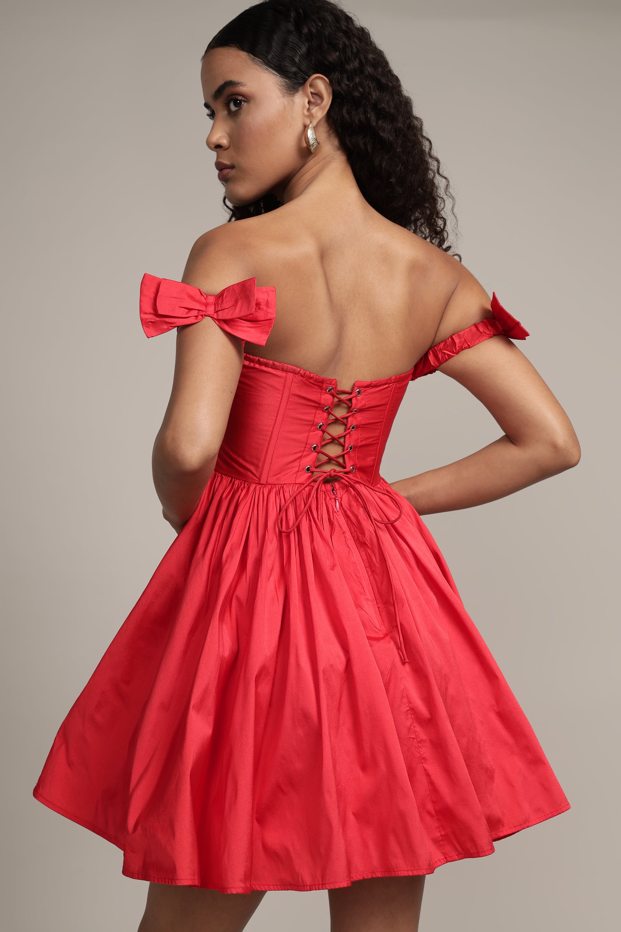 Carly Corset Mini Dress in Red