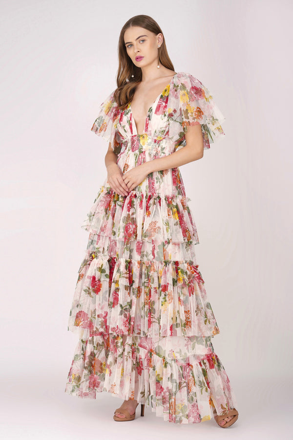 Jasmine Maxi Dress in Floral Print