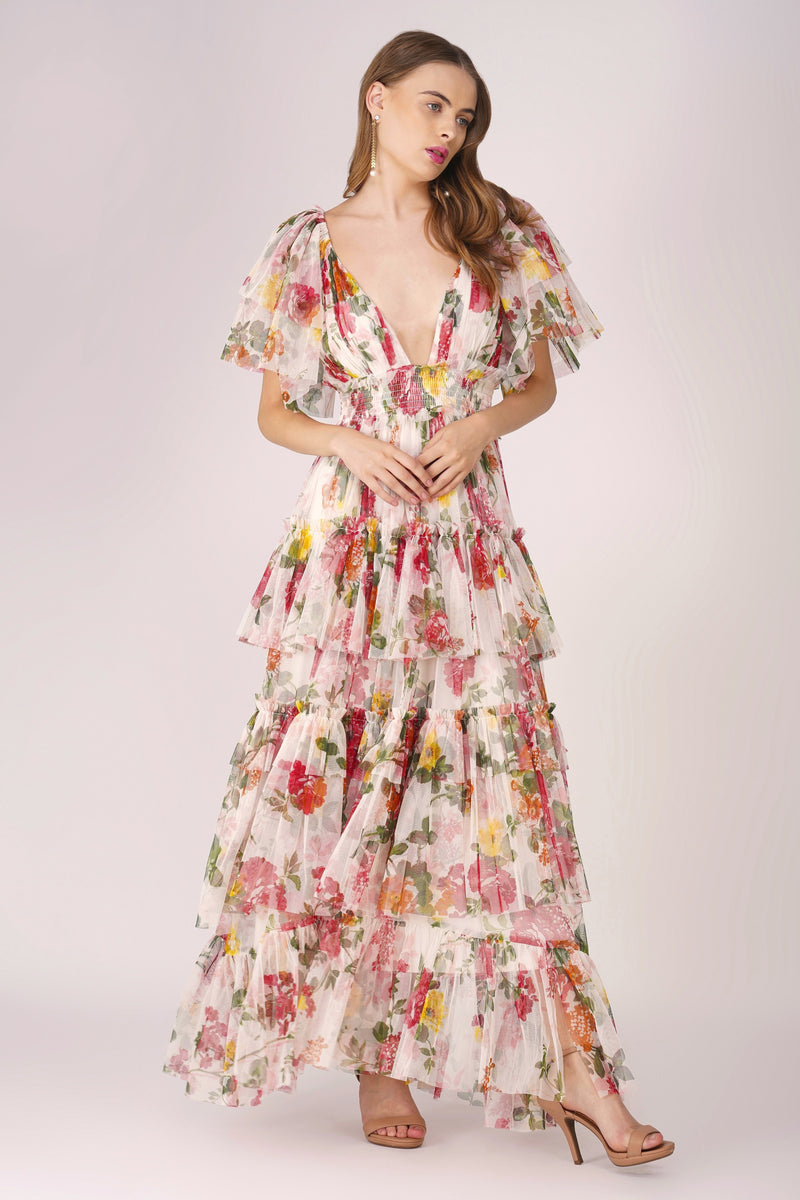 Jasmine Maxi Dress in Floral Print