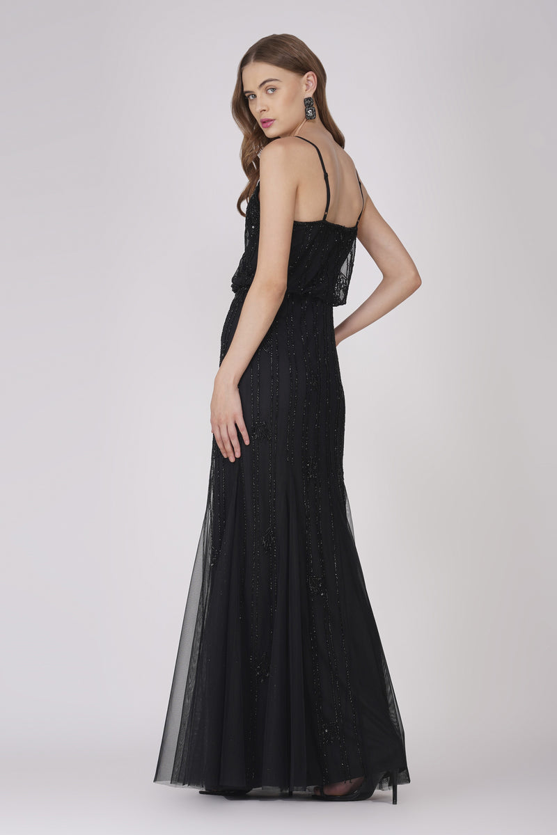 Keeva Black Beaded Maxi Dress