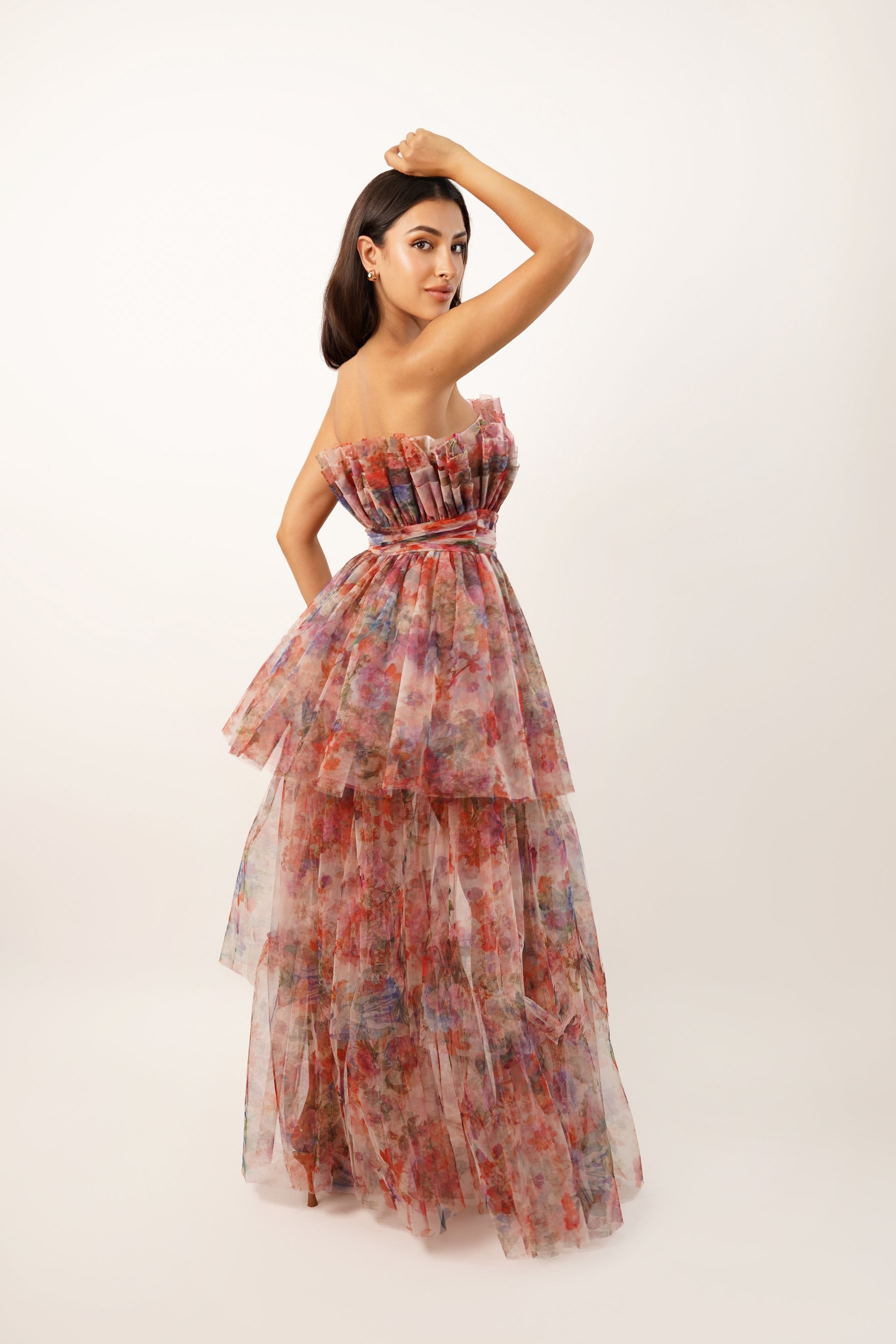 Natalia Tulle Maxi Dress in Mixed Floral