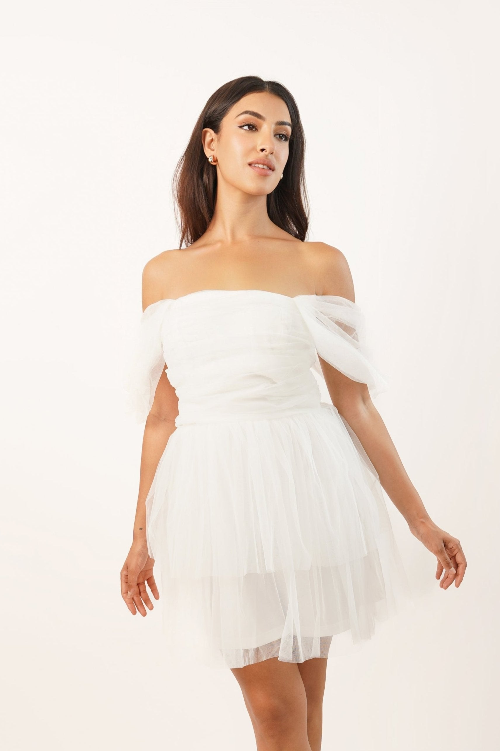 Sydney Double Layered Ivory Tulle Mini Dress