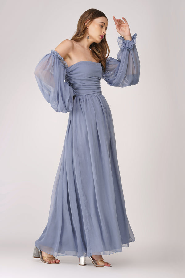 Lana Chiffon Maxi Dress in Dusty Blue