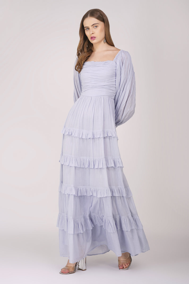 Lane Cotton Maxi Dress in Blue