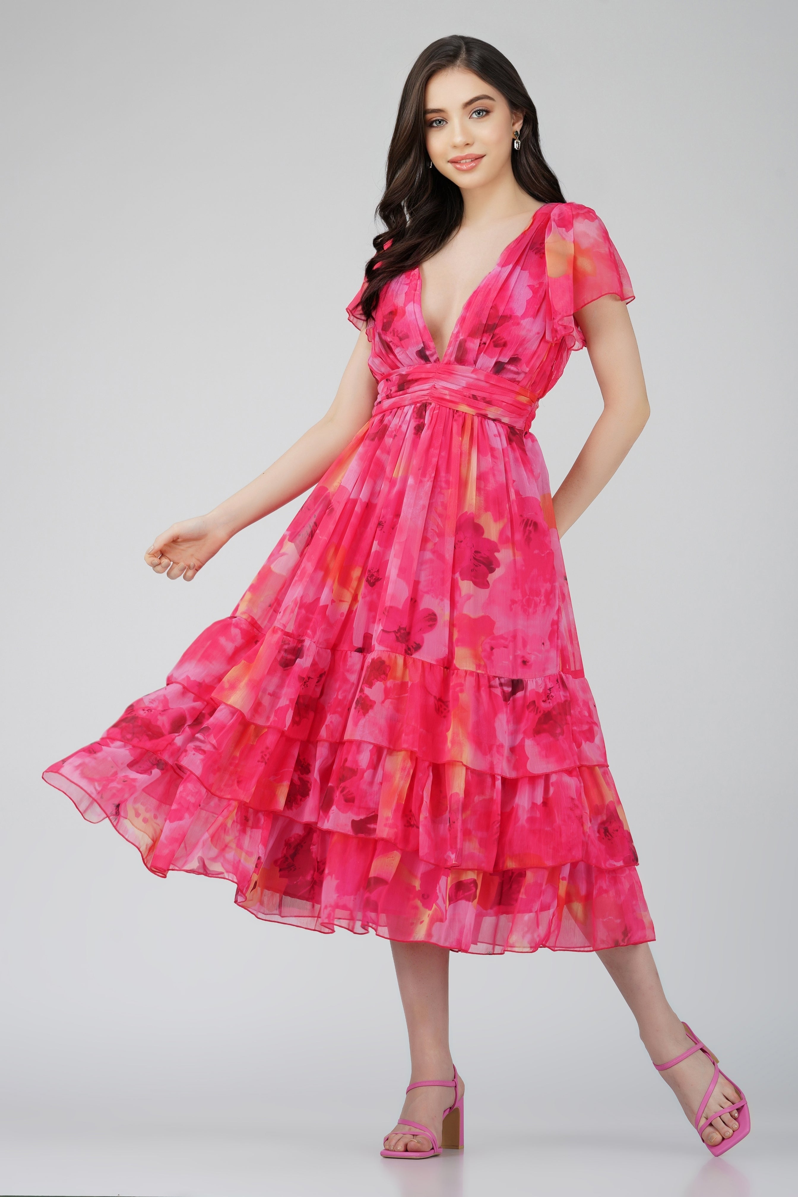 pink-chiffon-bridesmaid-dress