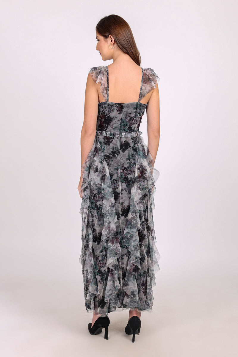 Malin Maxi Dress in Black Floral