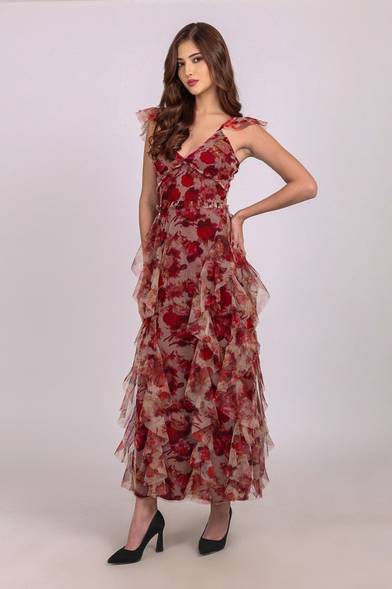 Malin Maxi Dress in Rose Floral