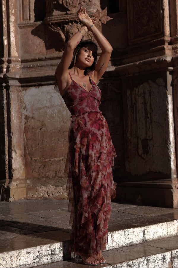 Malin Maxi Dress in Rose Floral