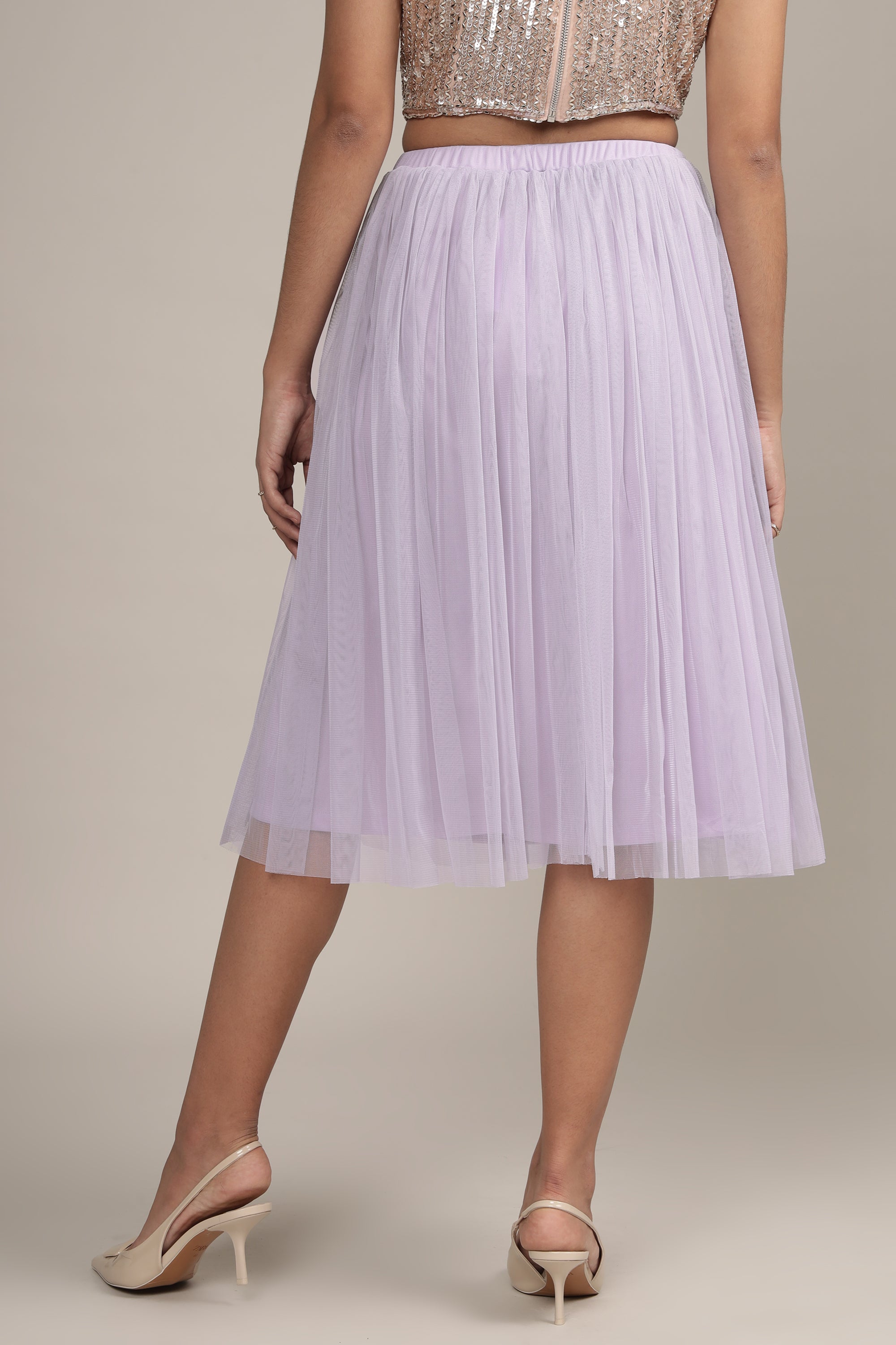 Merlin Lilac Tulle Midi Skirt