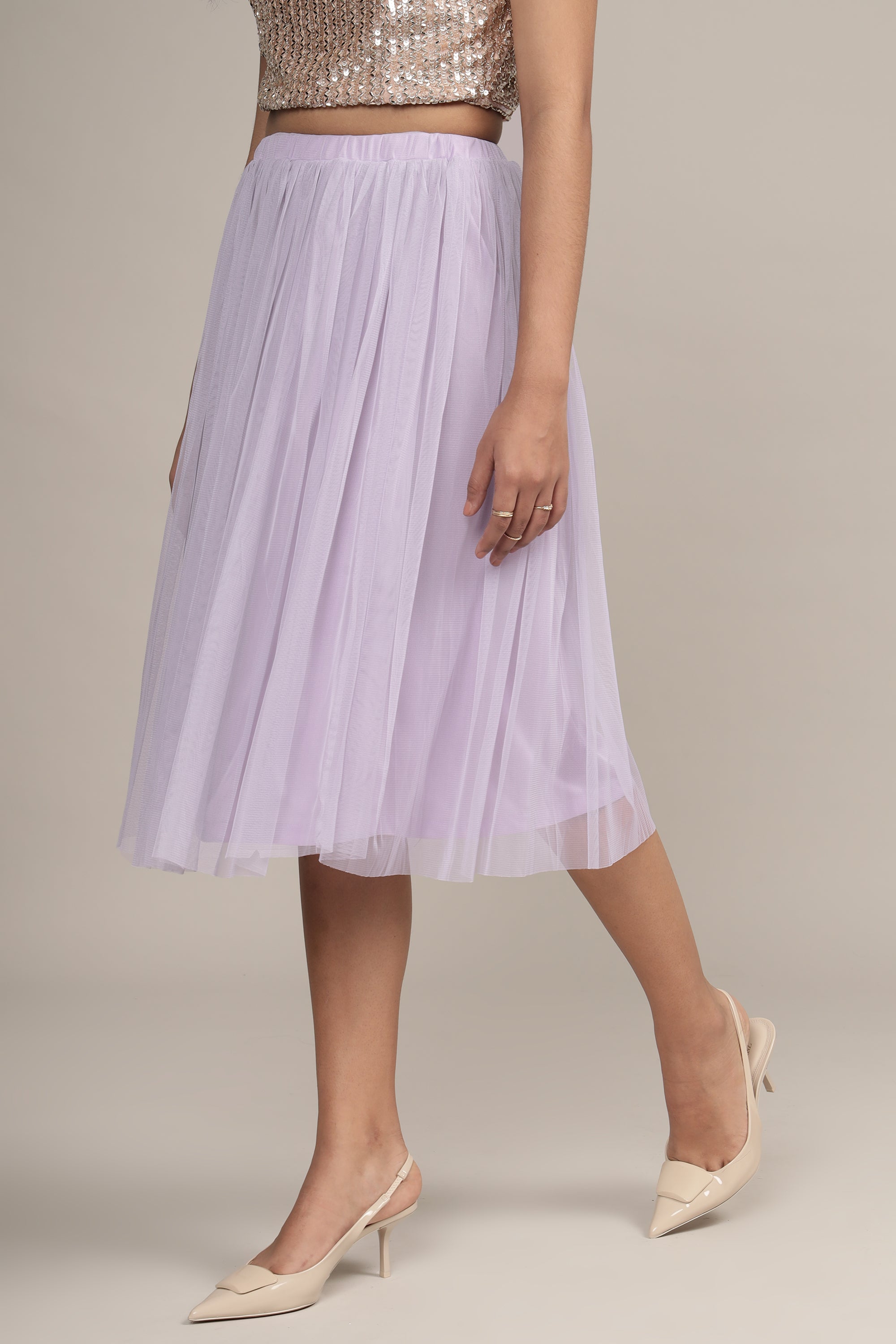 Merlin Lilac Tulle Midi Skirt