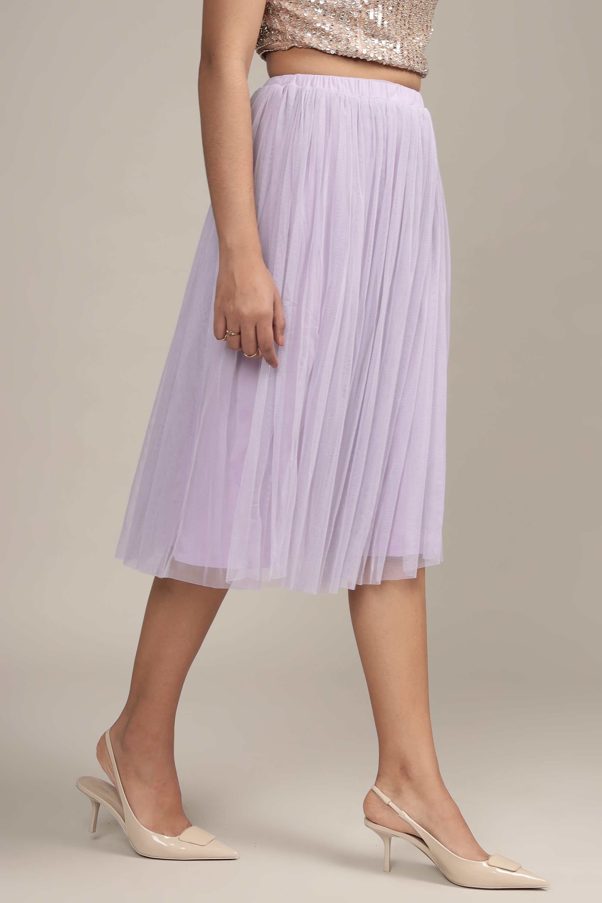 Merlin Lilac Tulle Midi Skirt