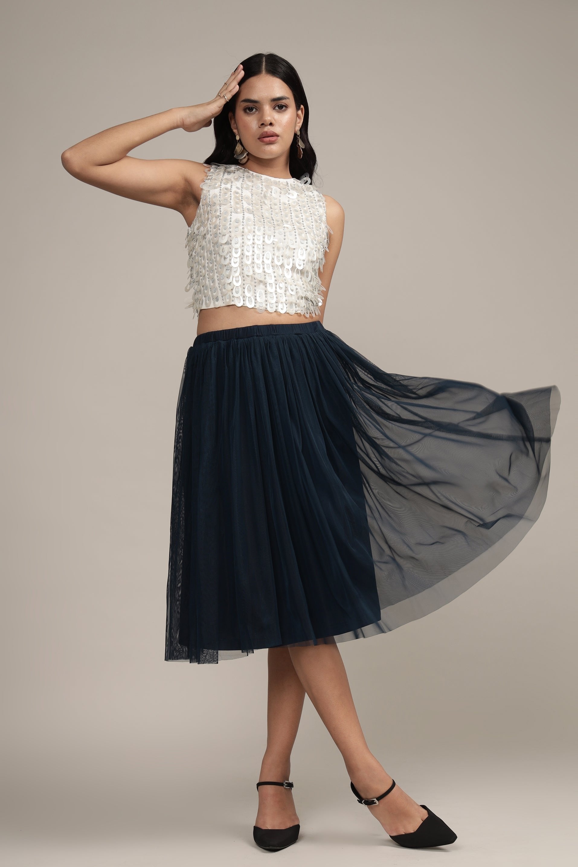 Merlin Navy Midi Skirt