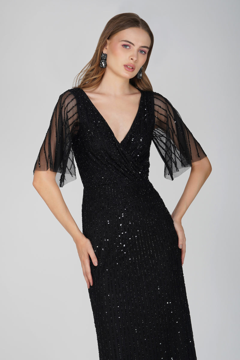 Moschina Embellished Maxi Dress in Black