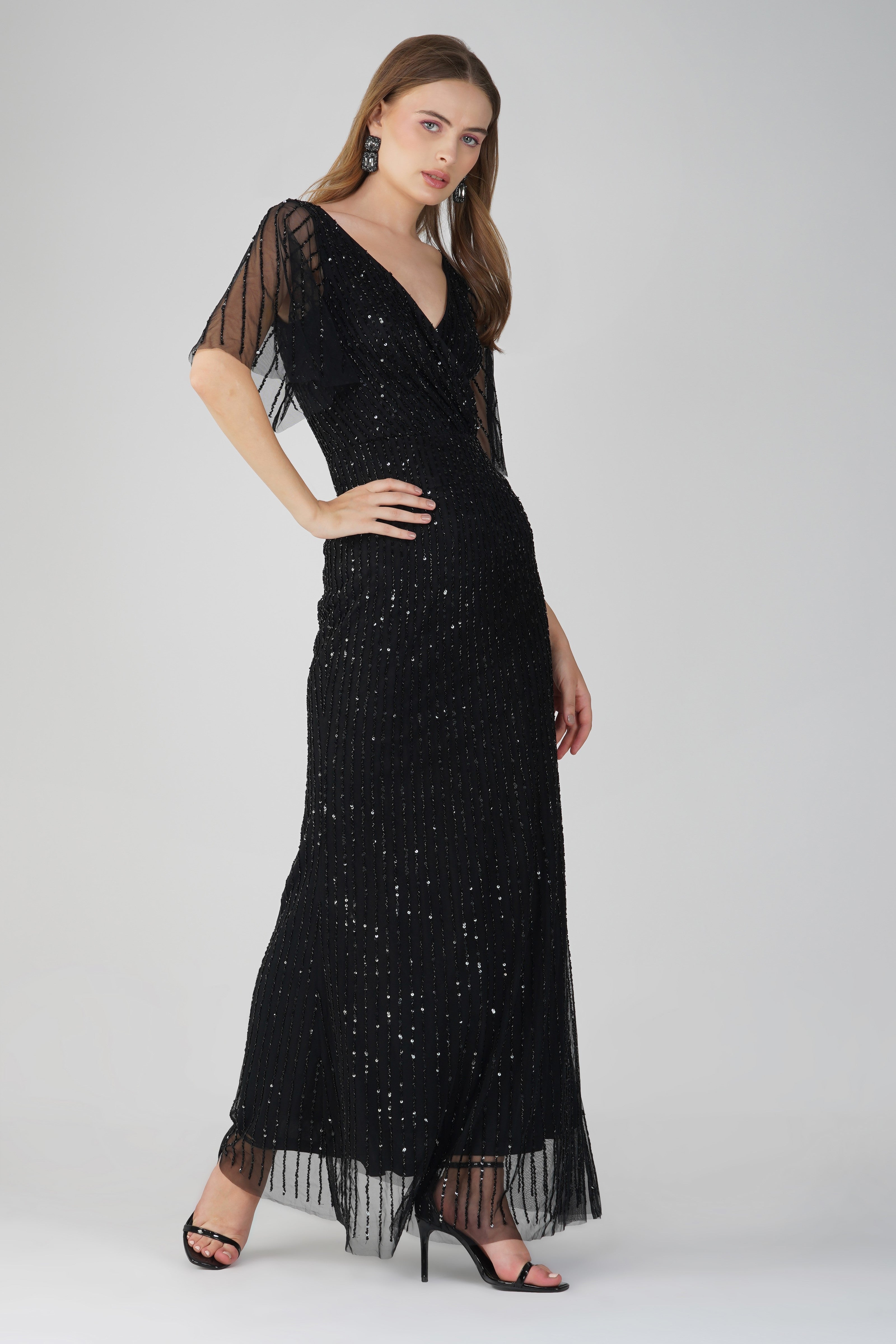 Moschina Embellished Maxi Dress in Black