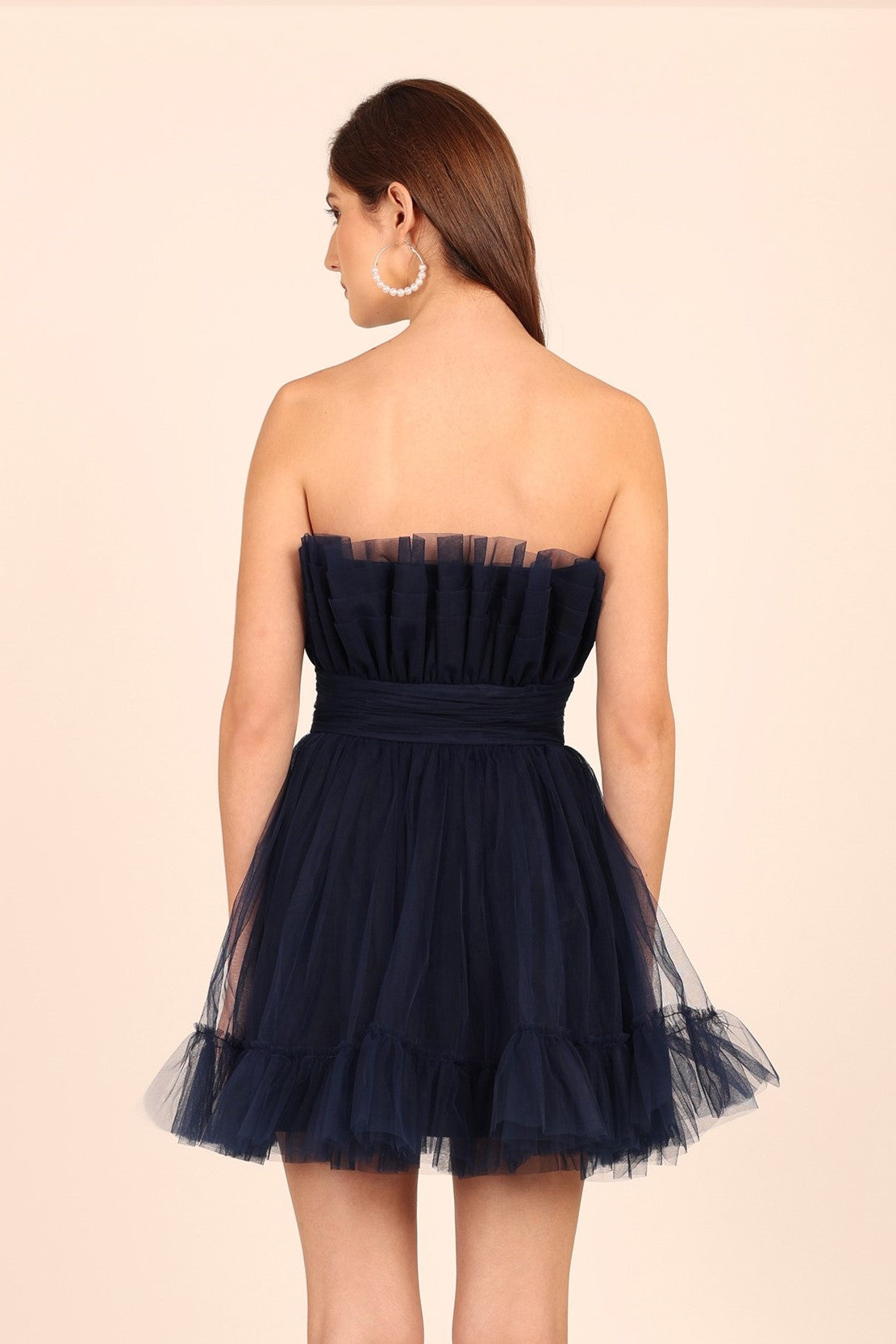 Nanita Tulle Mini Dress in Navy