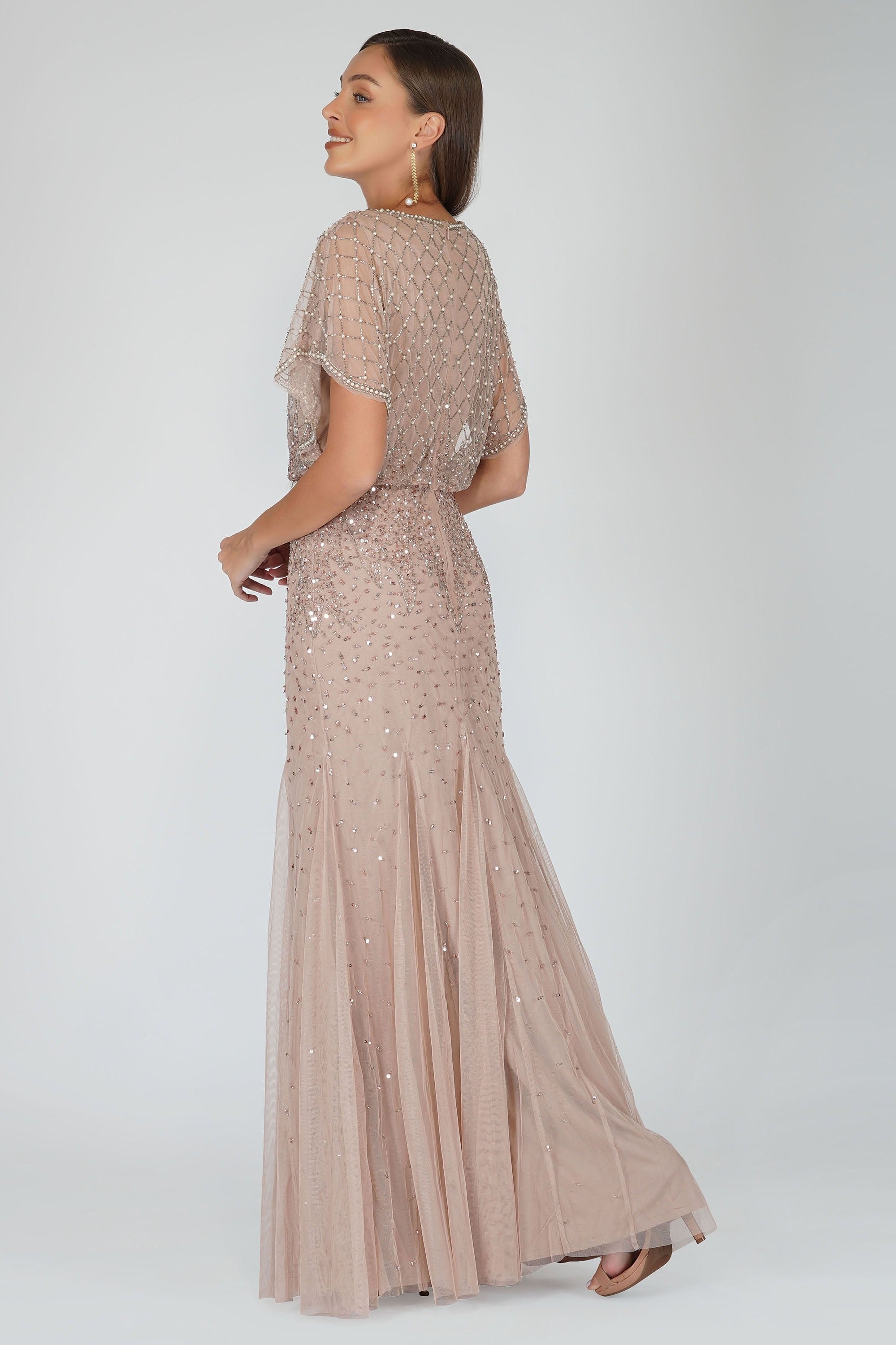 Nayo Maxi Embellished Dress in Mauve