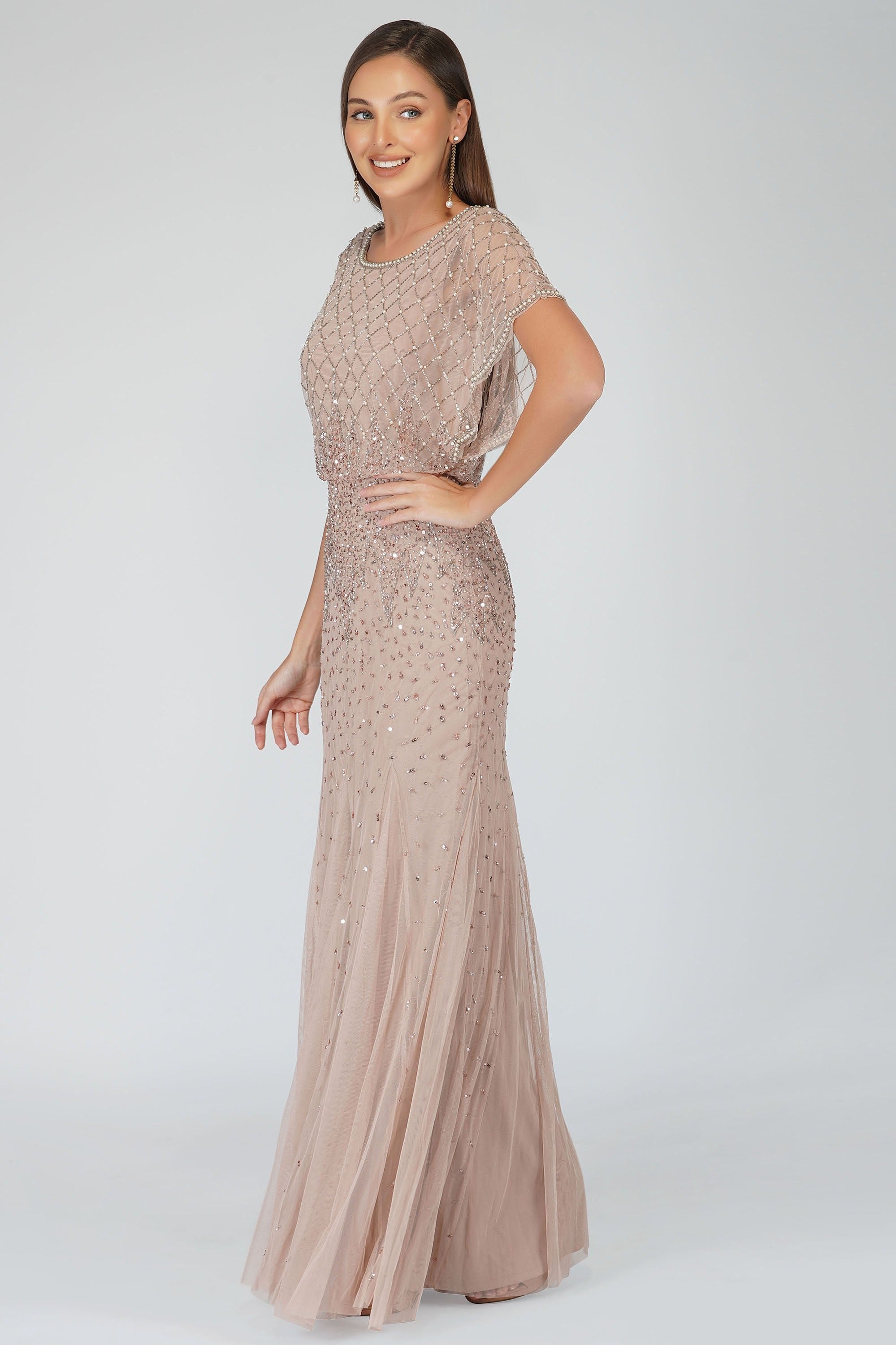 Nayo Maxi Embellished Dress in Mauve